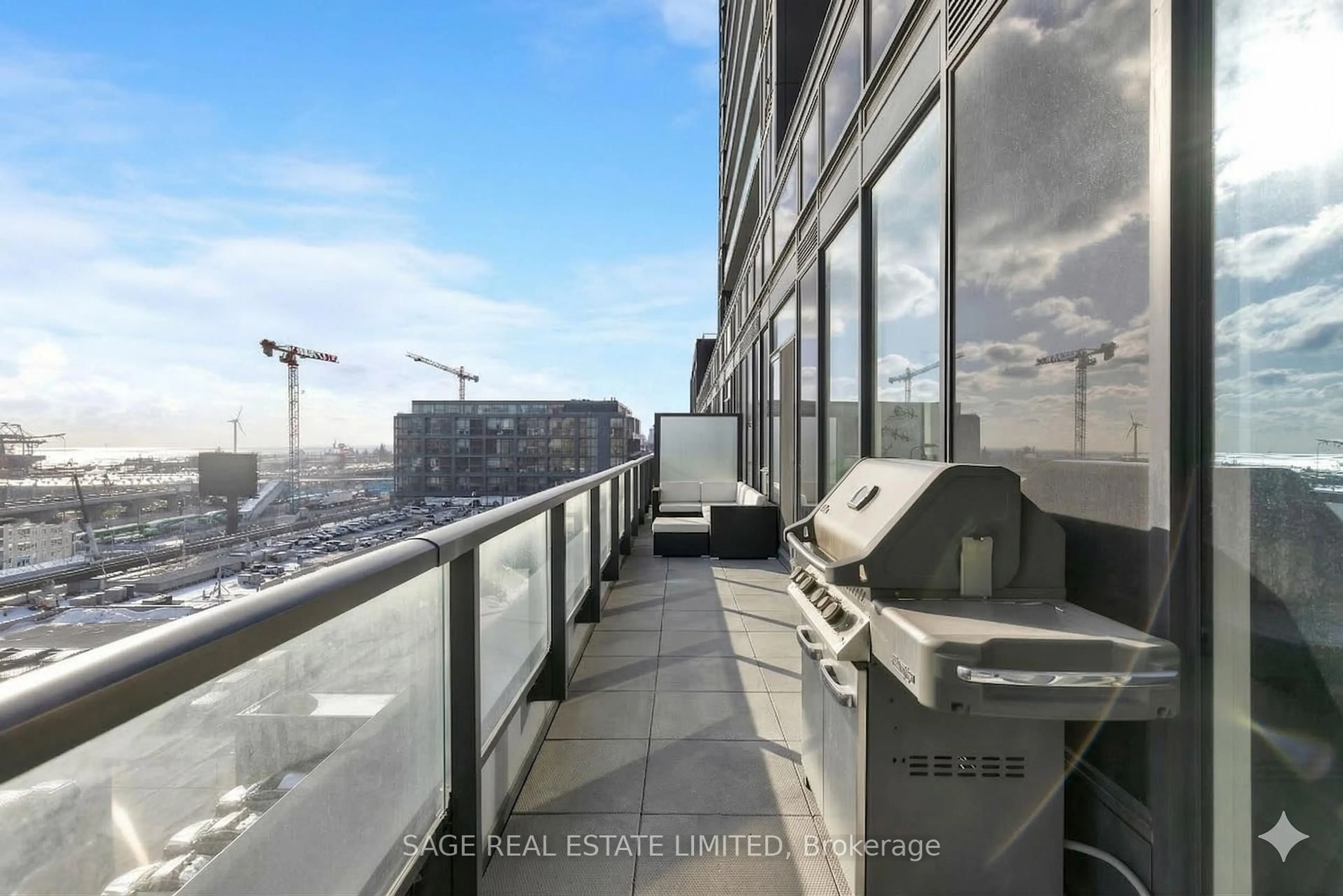 Balcony in the apartment, city buildings view from balcony for 135 East Liberty St #715, Toronto Ontario M6K 0G7