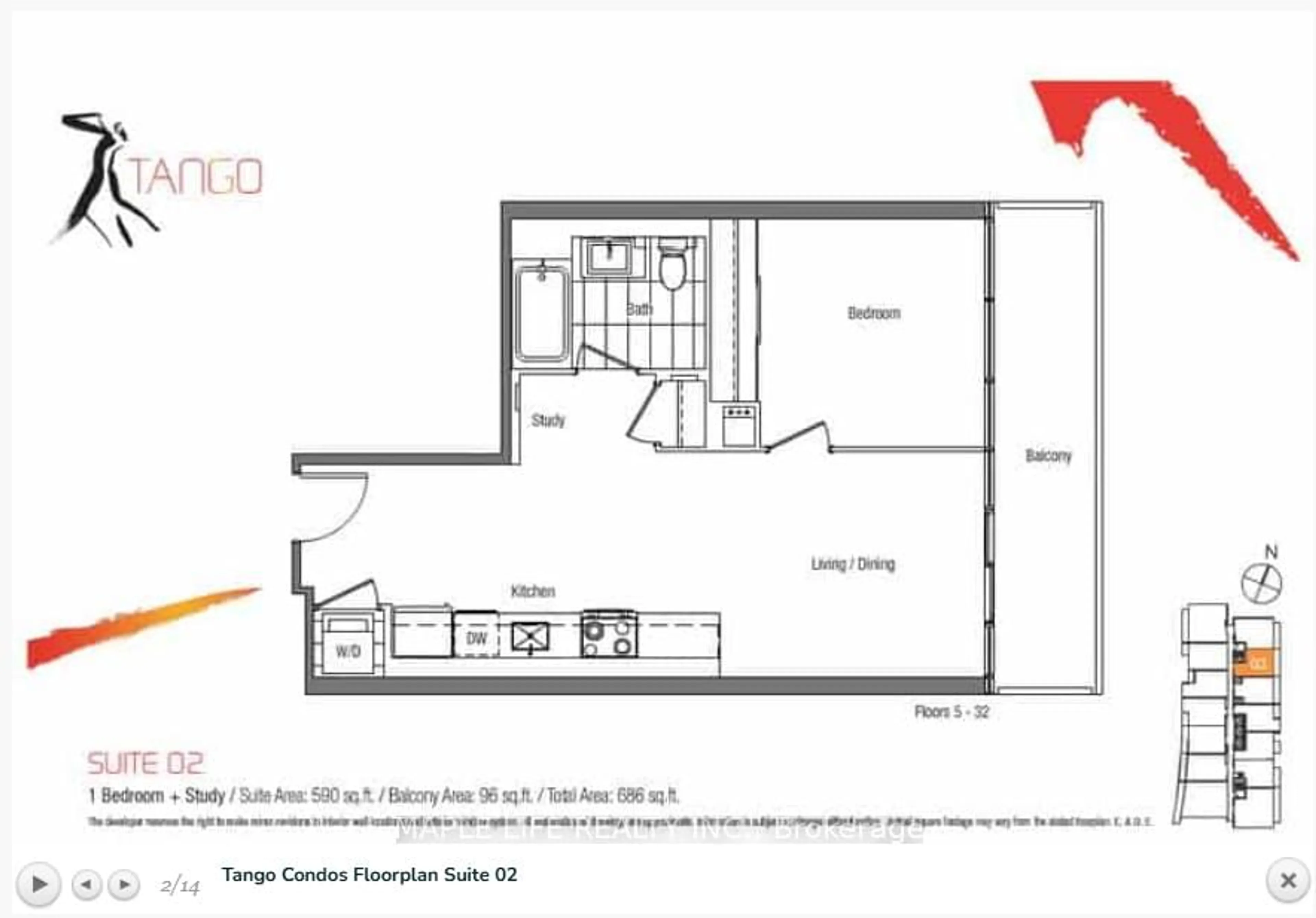 Floor plan for 121 Mcmahon Dr #2502, Toronto Ontario M2K 0C1