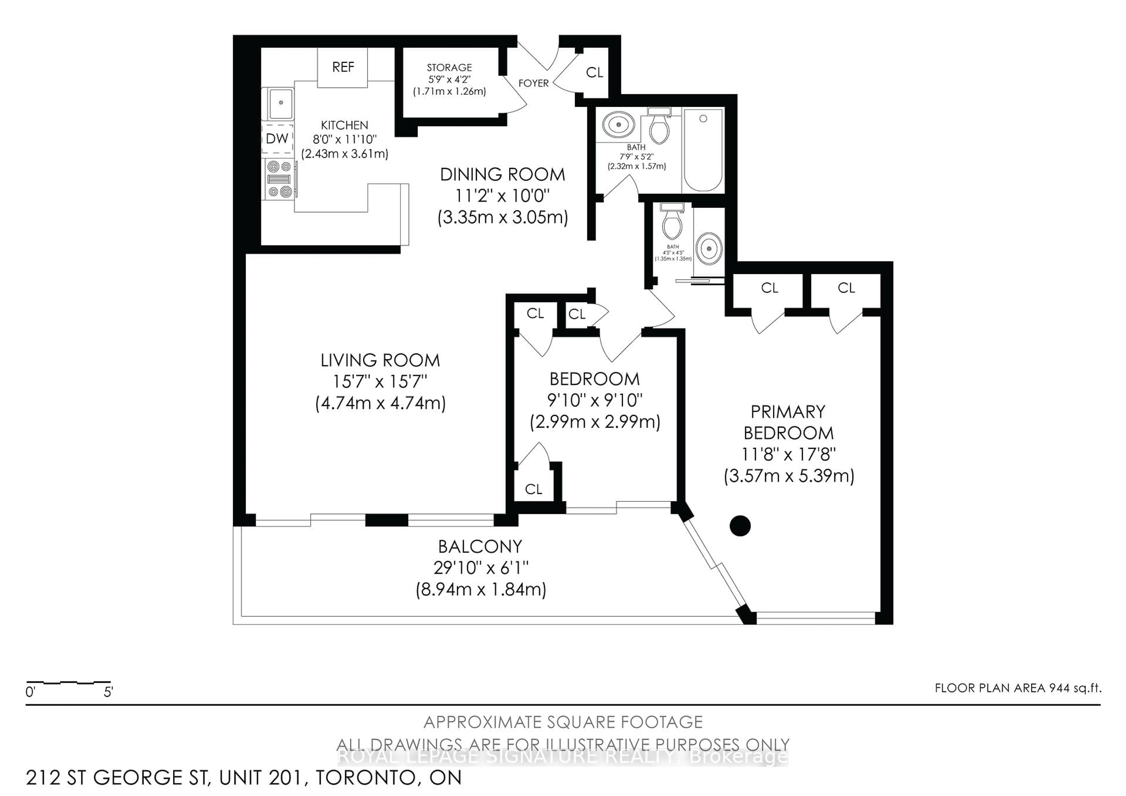 Floor plan for 212 St. George St #201, Toronto Ontario M5R 2N5