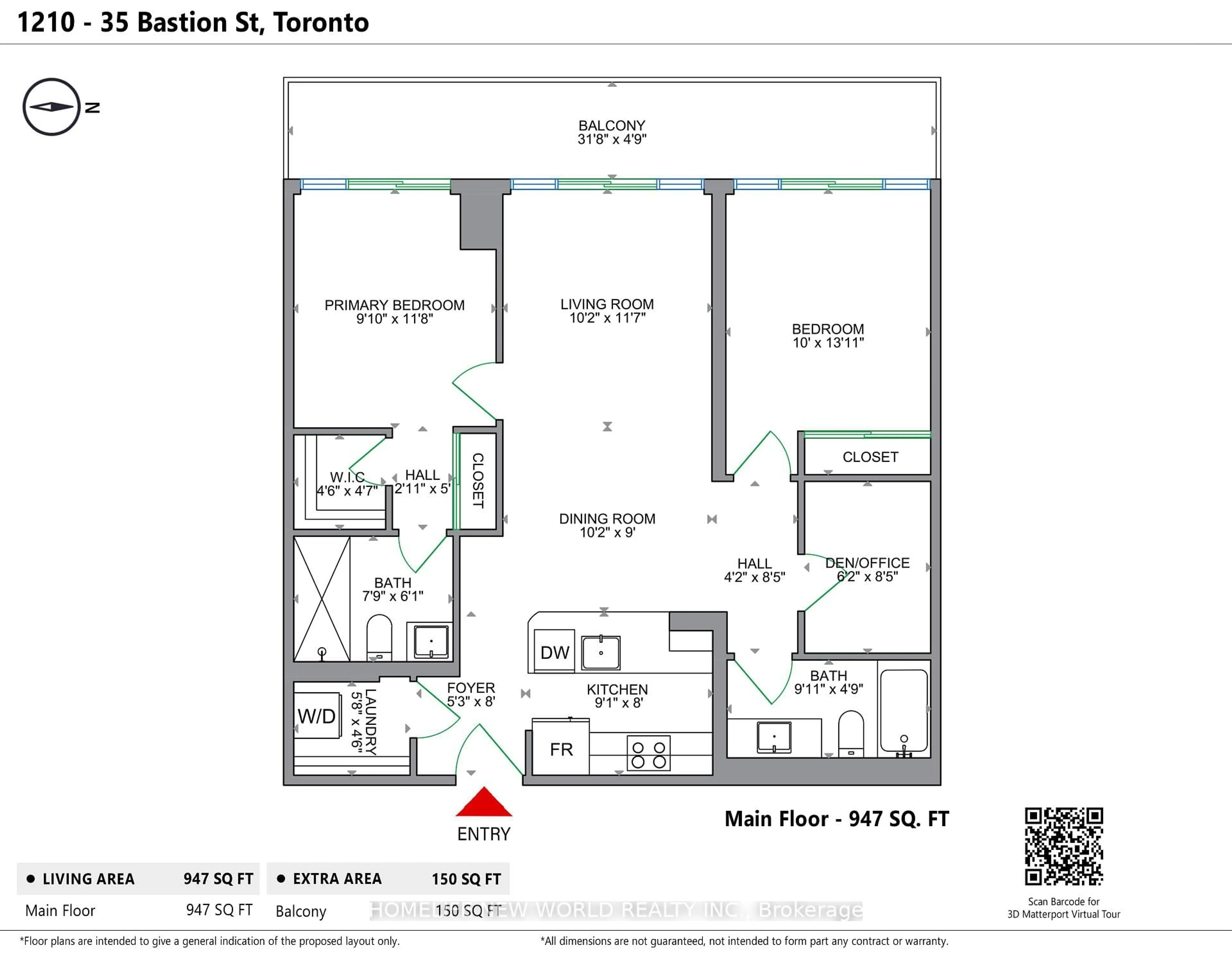 Floor plan for 35 Bastion St #1210, Toronto Ontario M5V 0C2