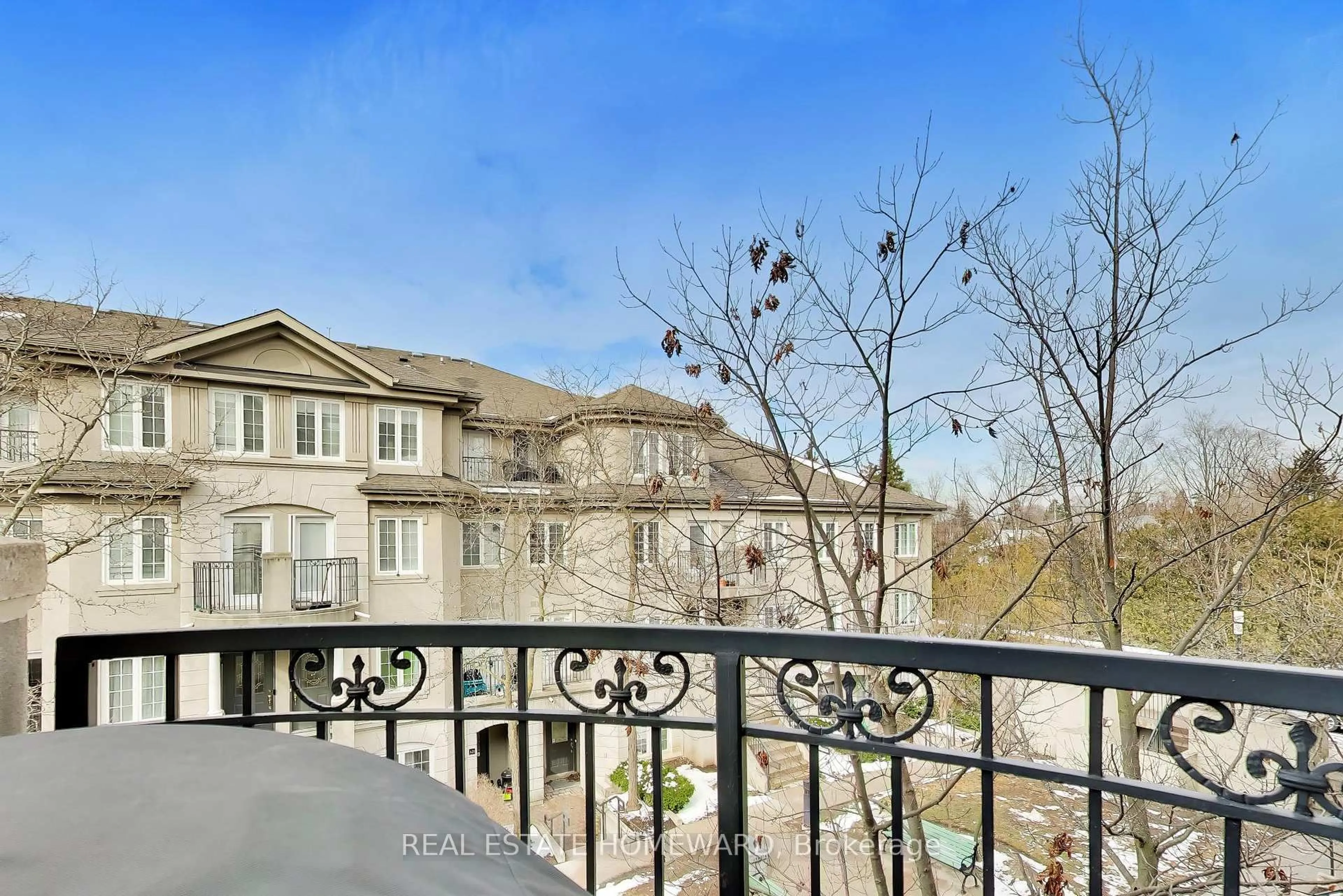 Patio, city buildings view from balcony for 108 Finch Ave #B16, Toronto Ontario M2N 6W6