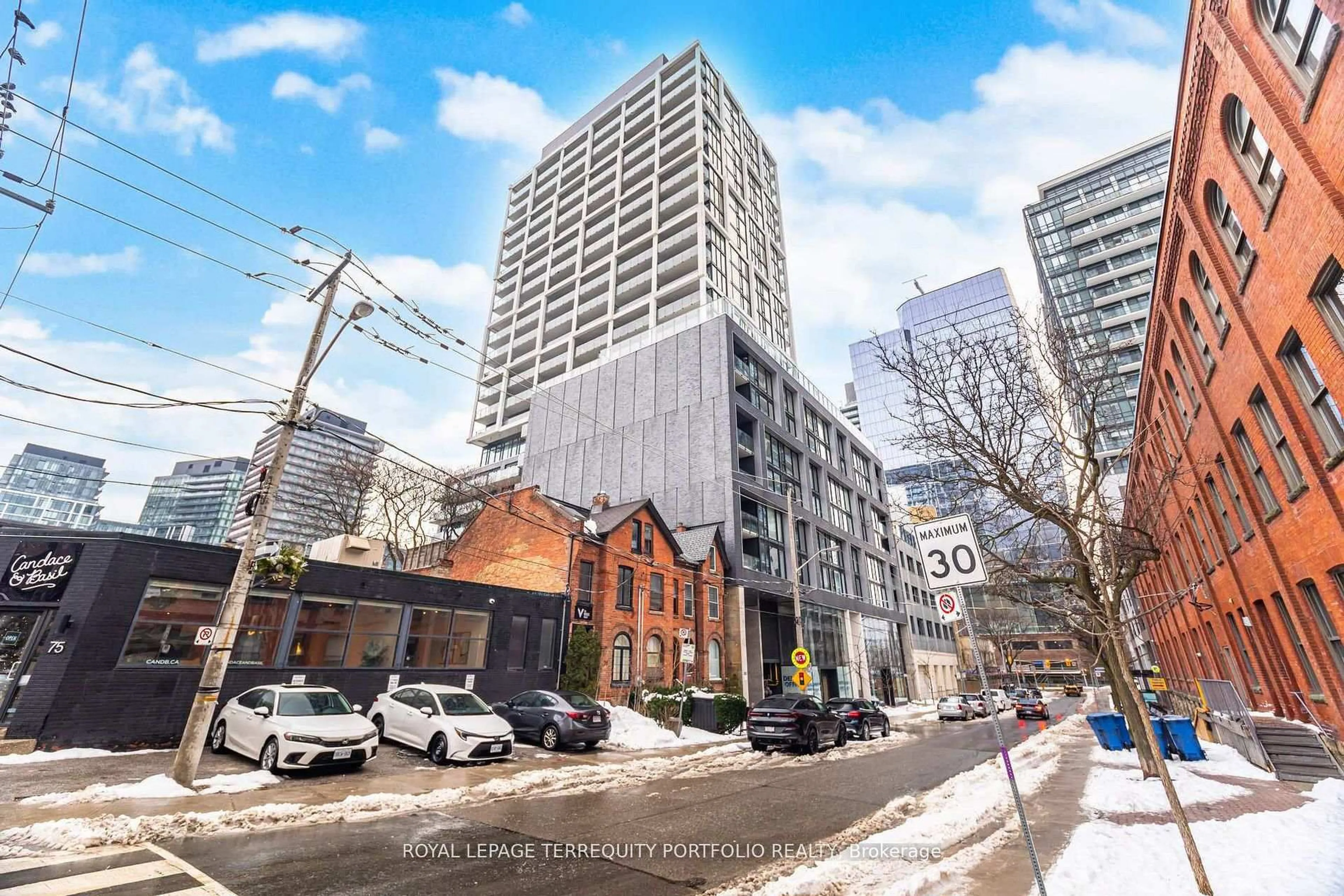 A pic from outside/outdoor area/front of a property/back of a property/a pic from drone, street for 55 Ontario St #309, Toronto Ontario M5A 0T8