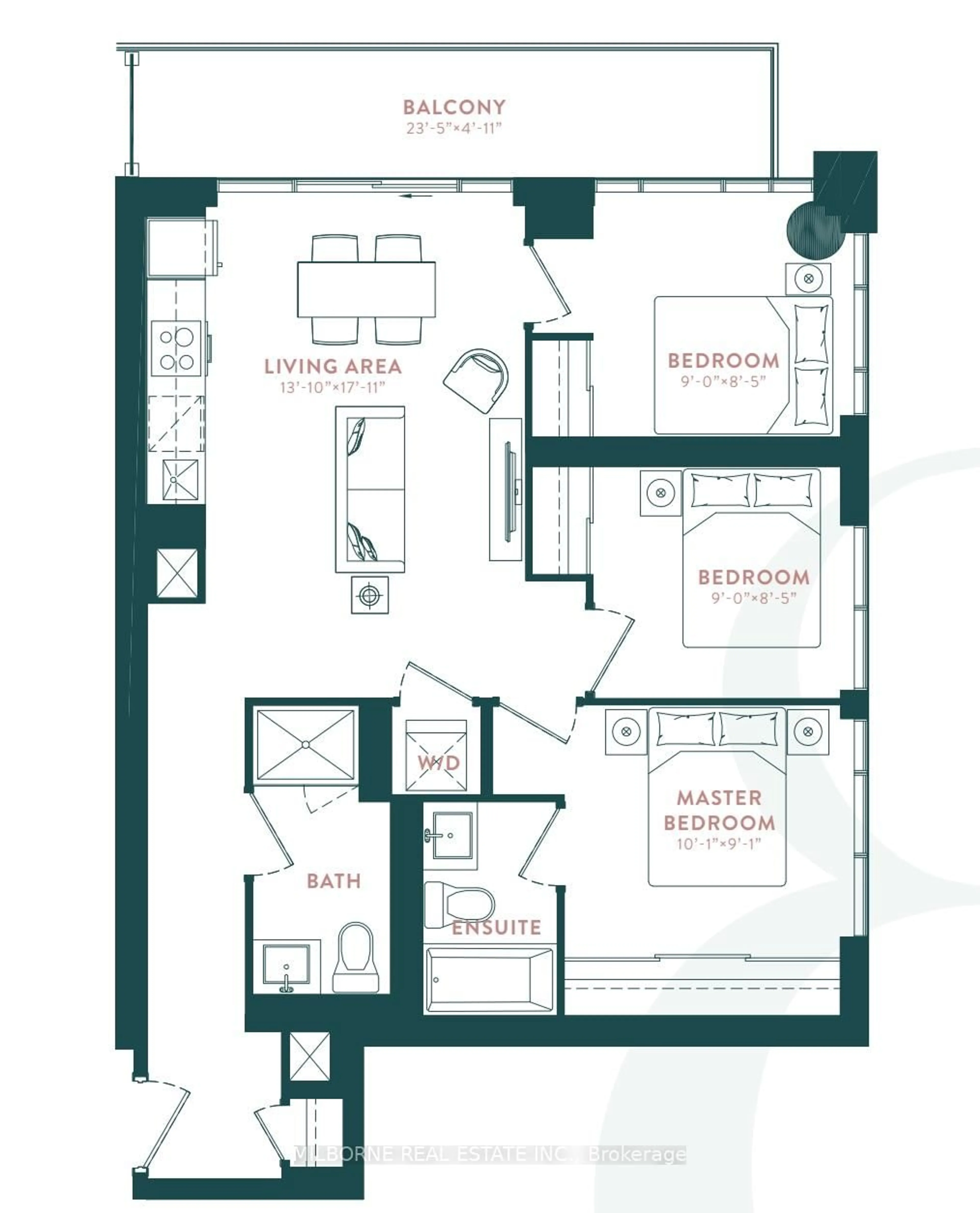 Floor plan for 5 Defries St #3305, Toronto Ontario M5A 0W7