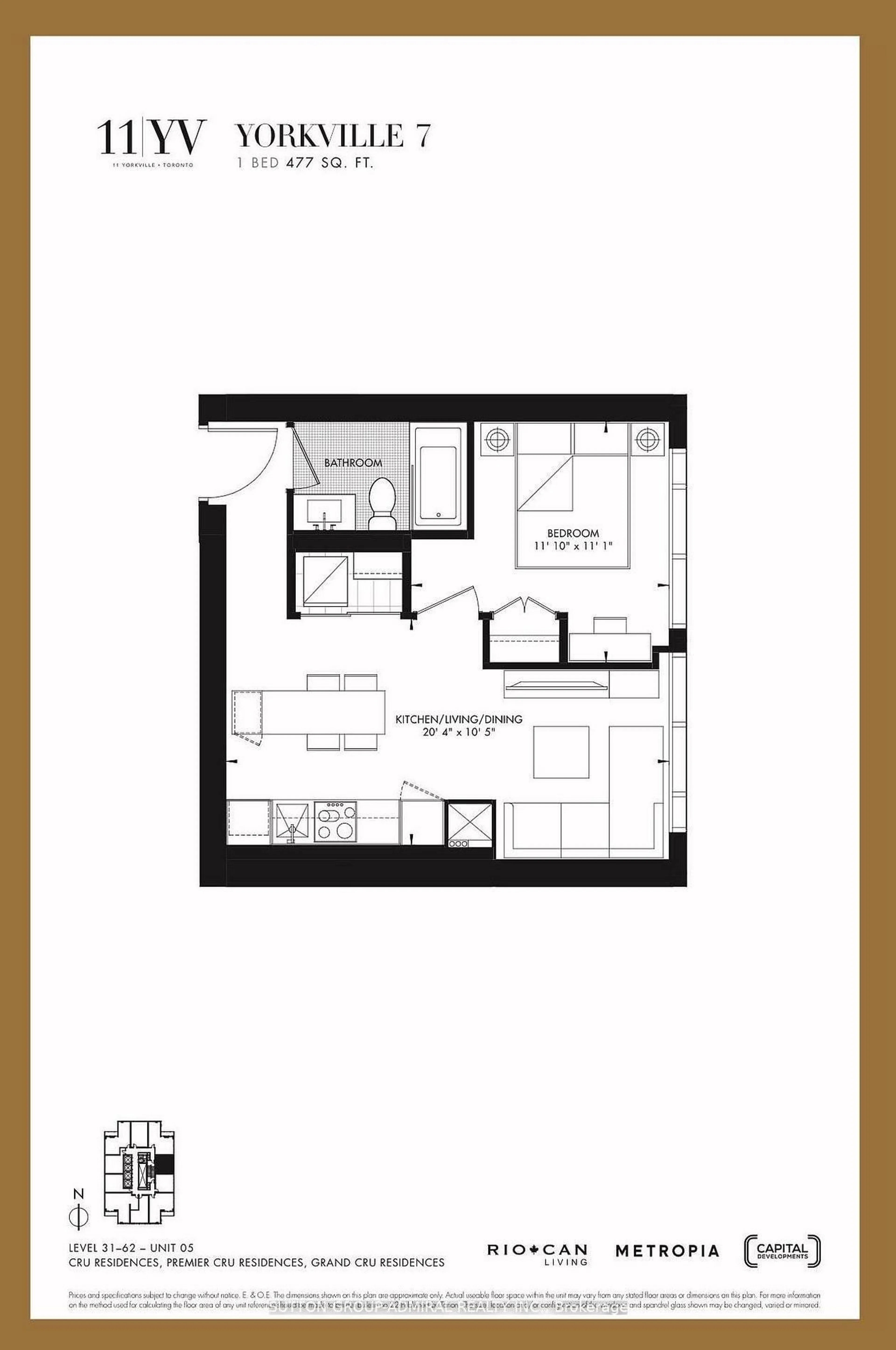 Floor plan for 11 Yorkville Ave #3505, Toronto Ontario M4W 0B7
