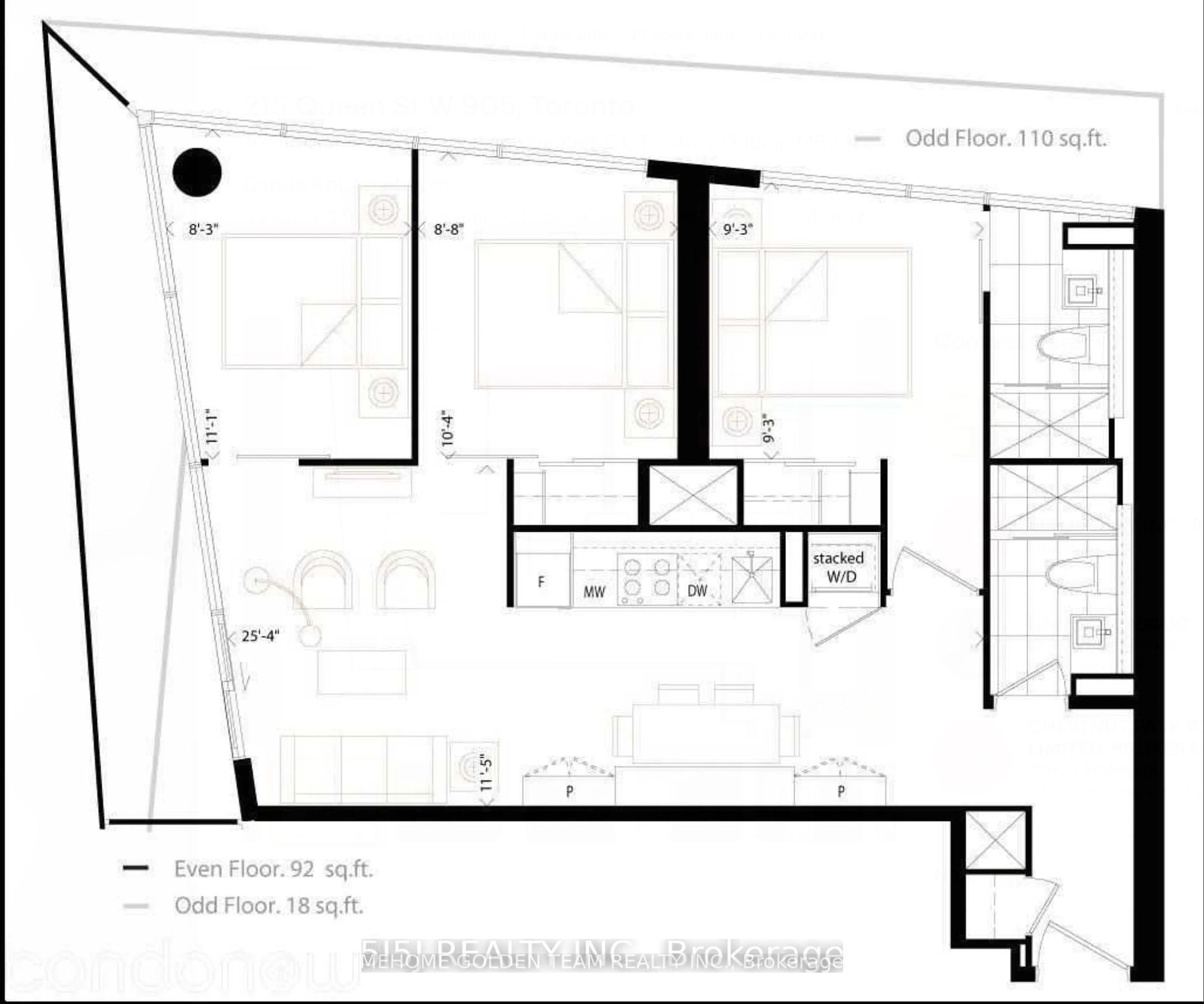 Floor plan for 215 Queen St #905, Toronto Ontario M5V 1Z4