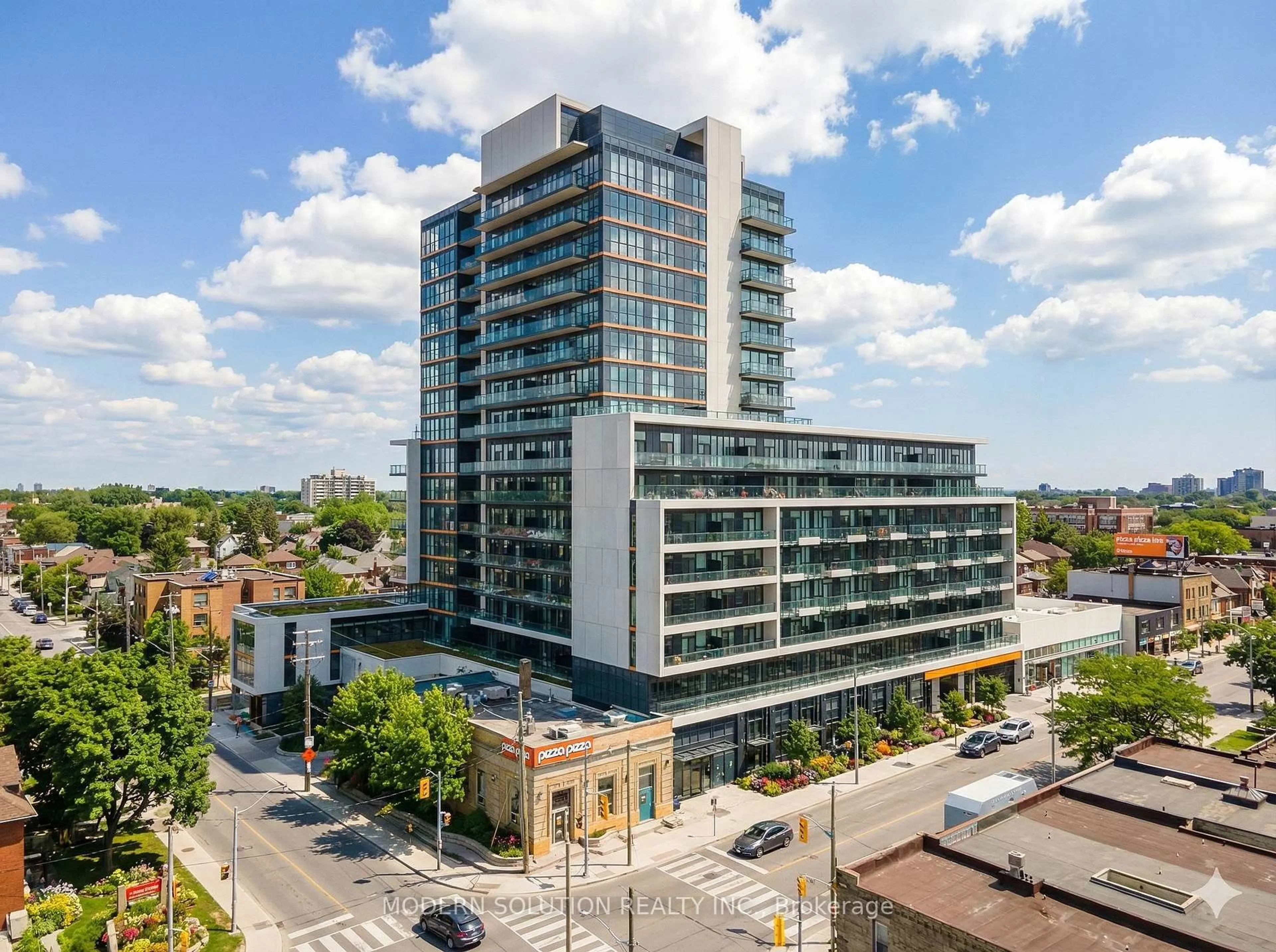 A pic from outside/outdoor area/front of a property/back of a property/a pic from drone, city buildings view from balcony for 1603 Eglinton Ave #317, Toronto Ontario M6E 0A1