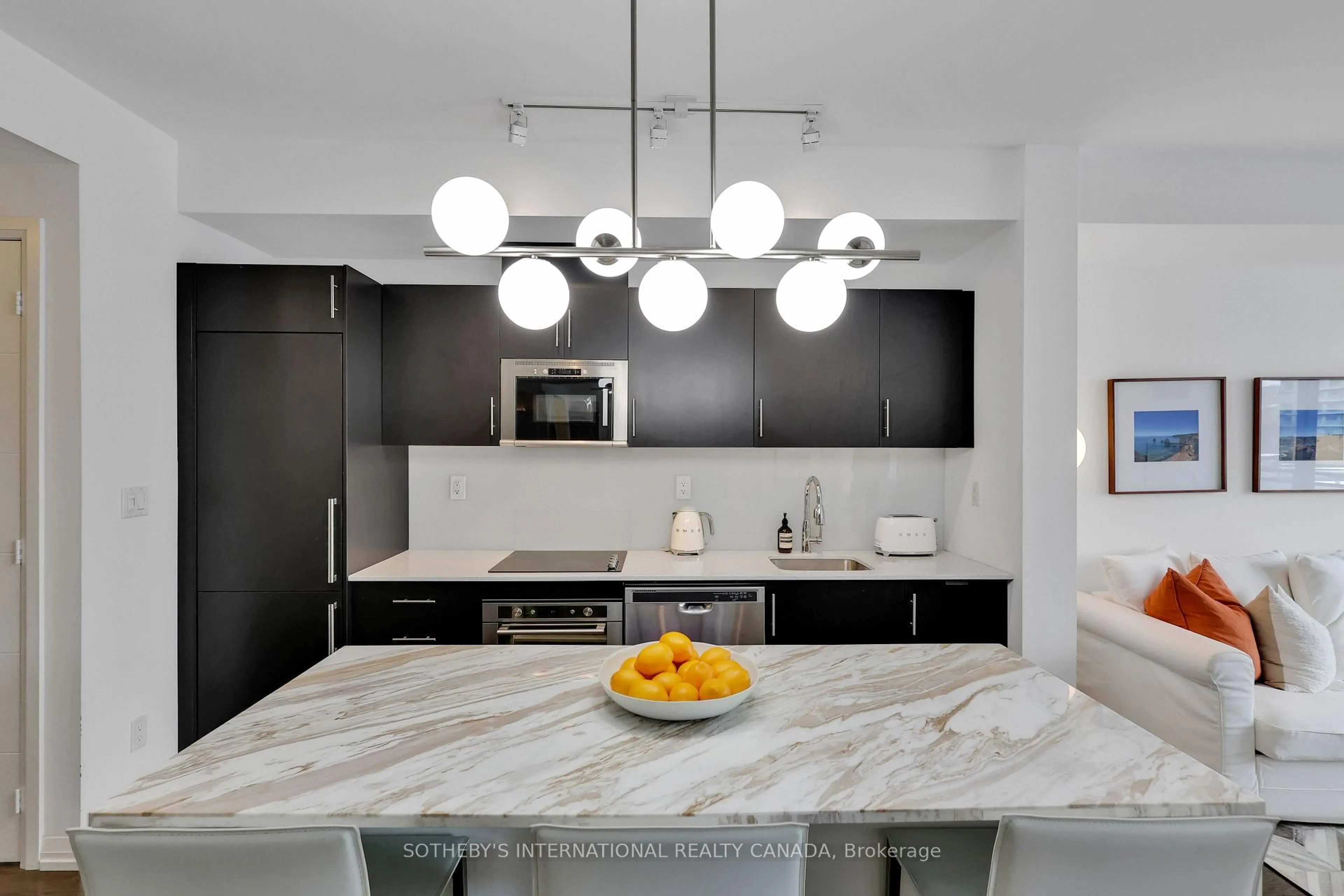 Contemporary kitchen, ceramic/tile floor for 460 Adelaide St #728, Toronto Ontario M5A 0E7