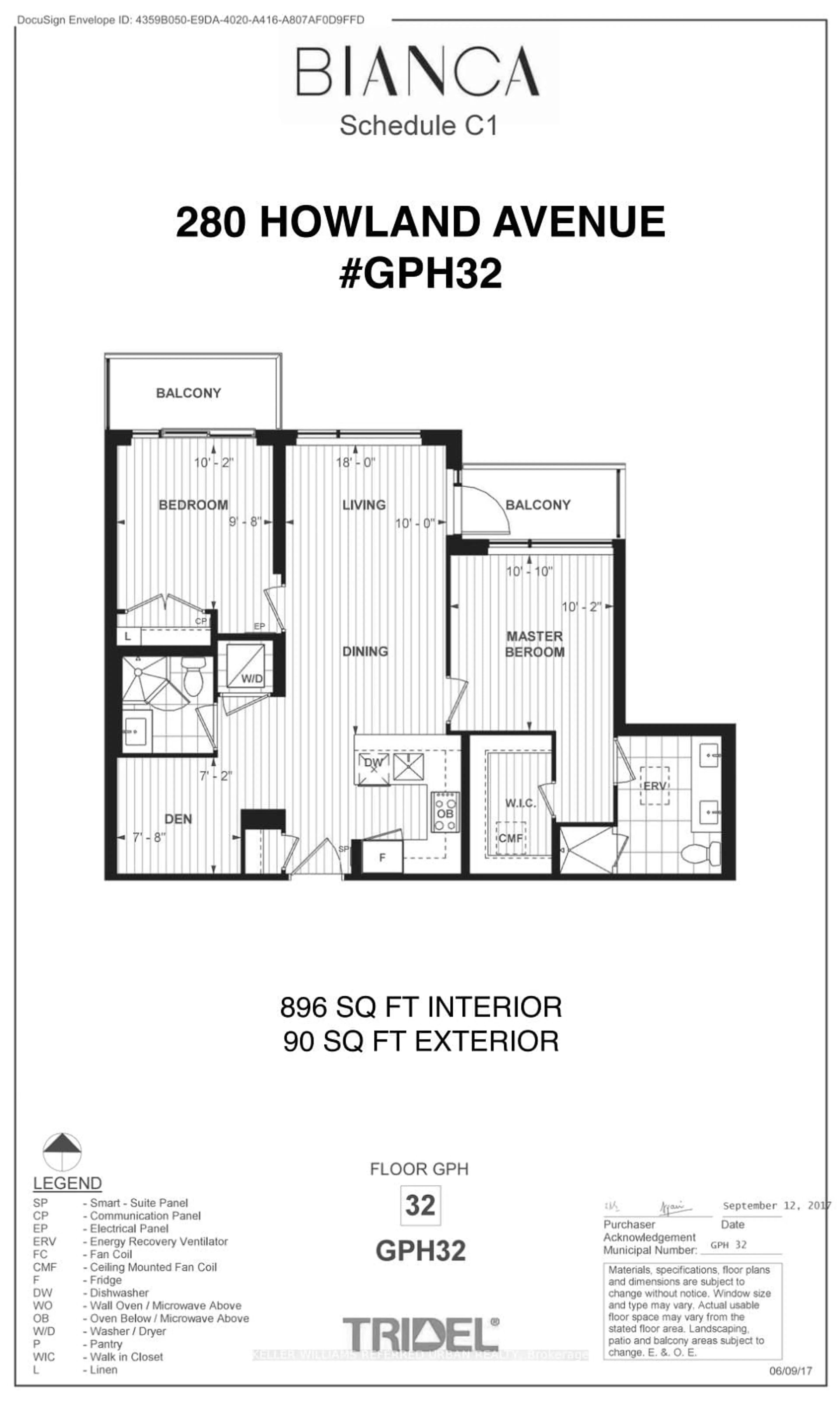 Floor plan for 280 Howland Ave #GPH32, Toronto Ontario M5R 0C3
