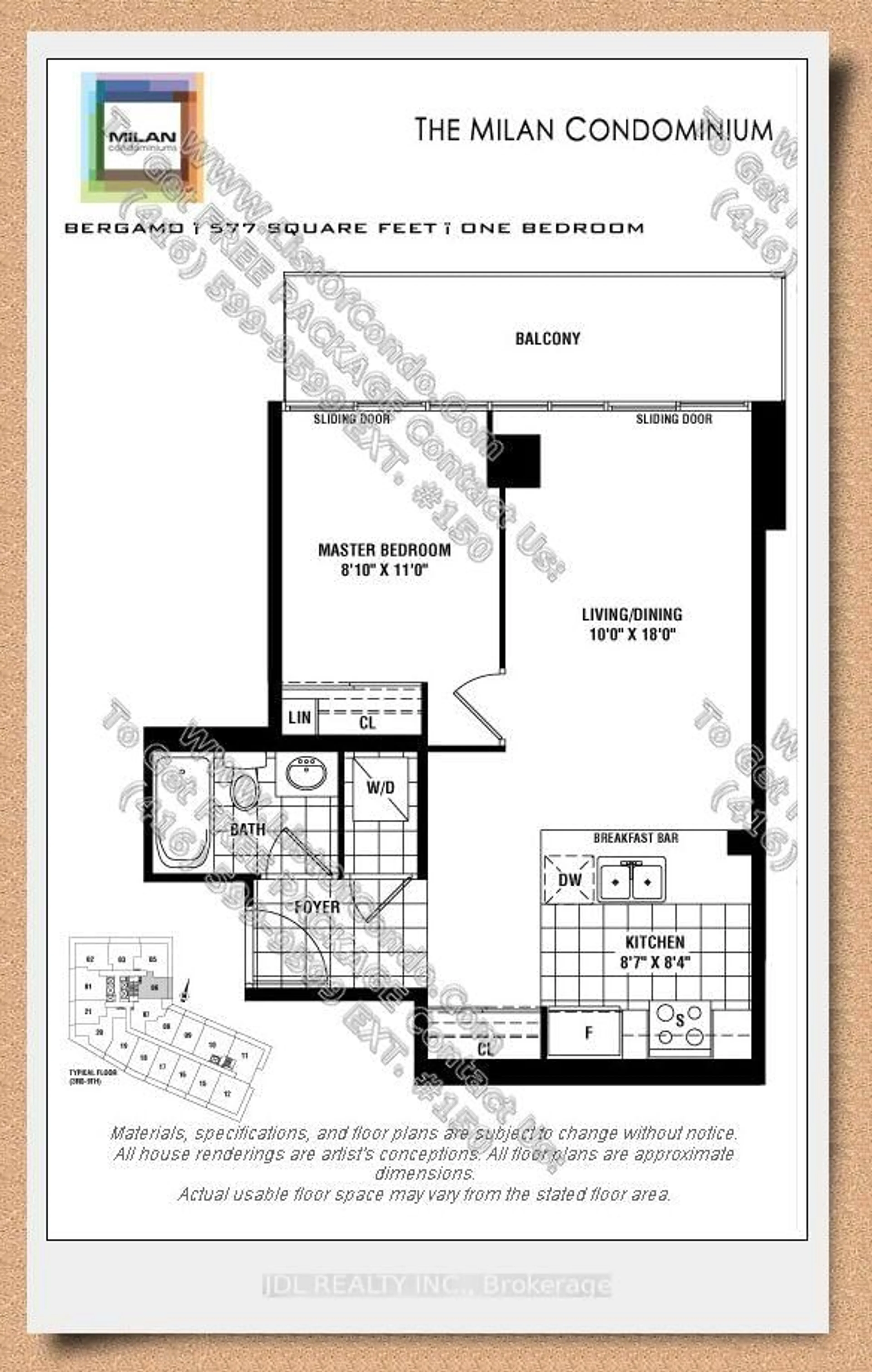 Floor plan for 825 Church St #806, Toronto Ontario M4W 3Z4