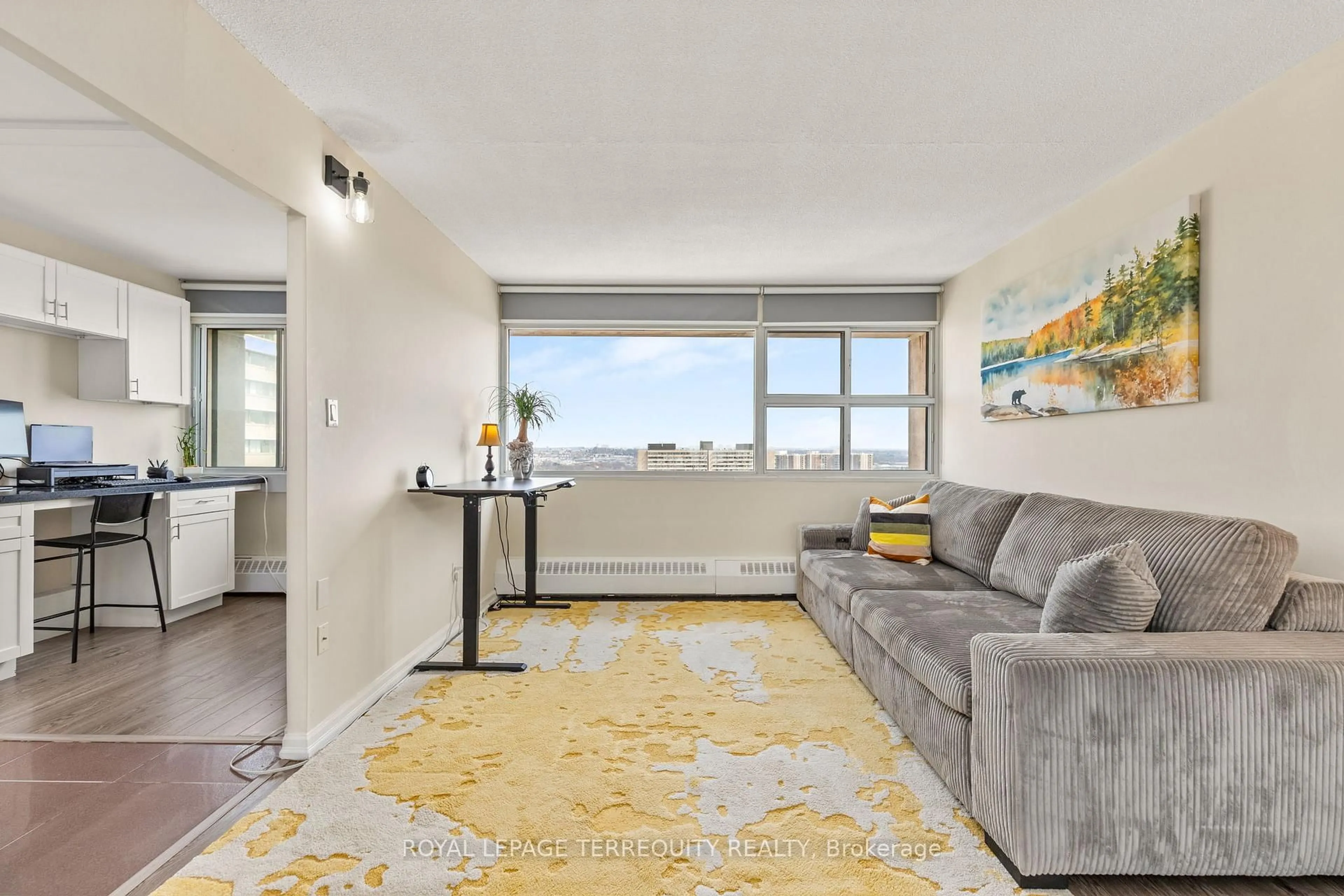 Living room with furniture, carpet floor for 715 Don Mills Rd #2204, Toronto Ontario M3C 1S5