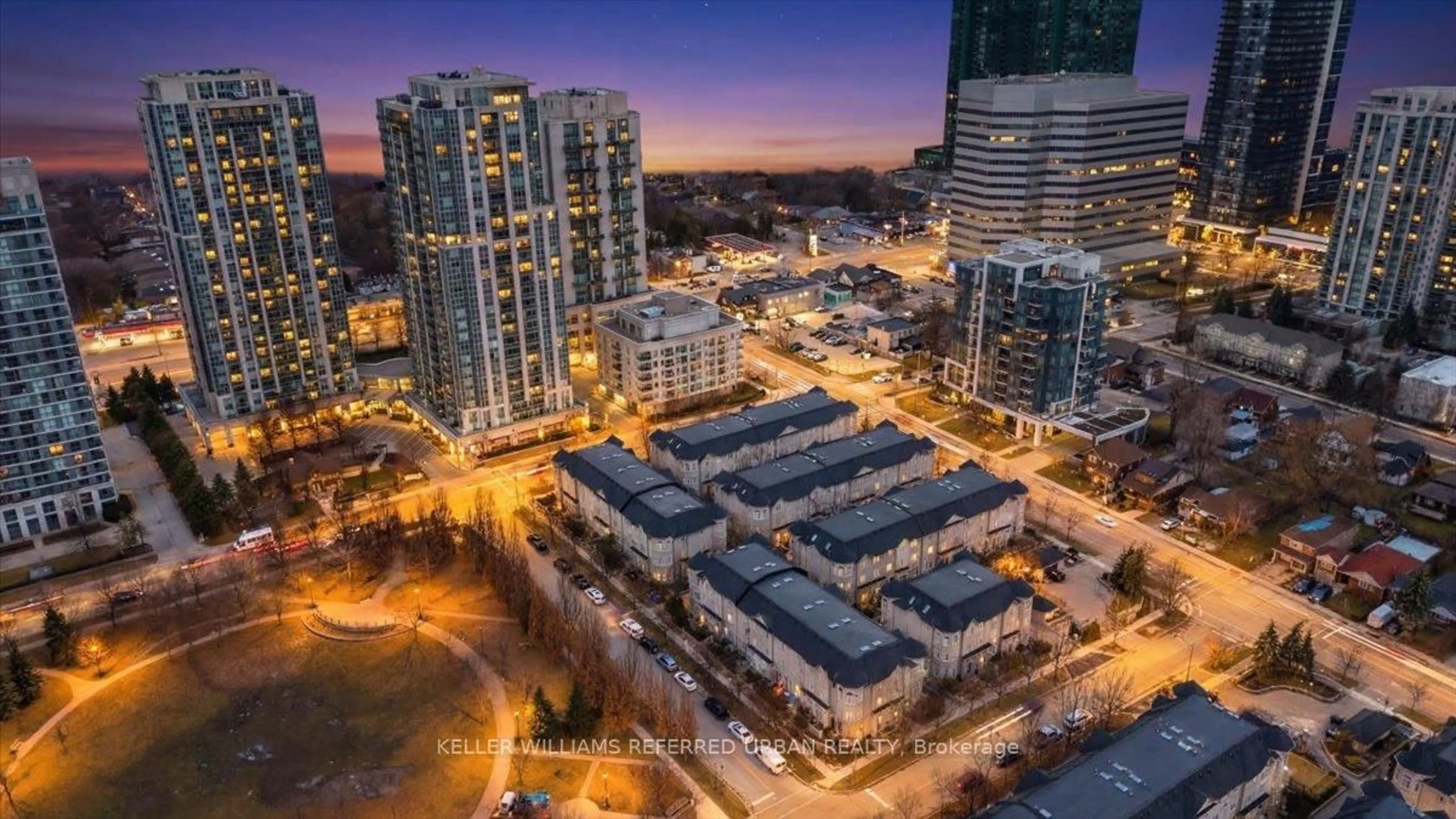 A pic from outside/outdoor area/front of a property/back of a property/a pic from drone, city buildings view from balcony for 16 Humberstone Dr #101, Toronto Ontario M2N 7C1