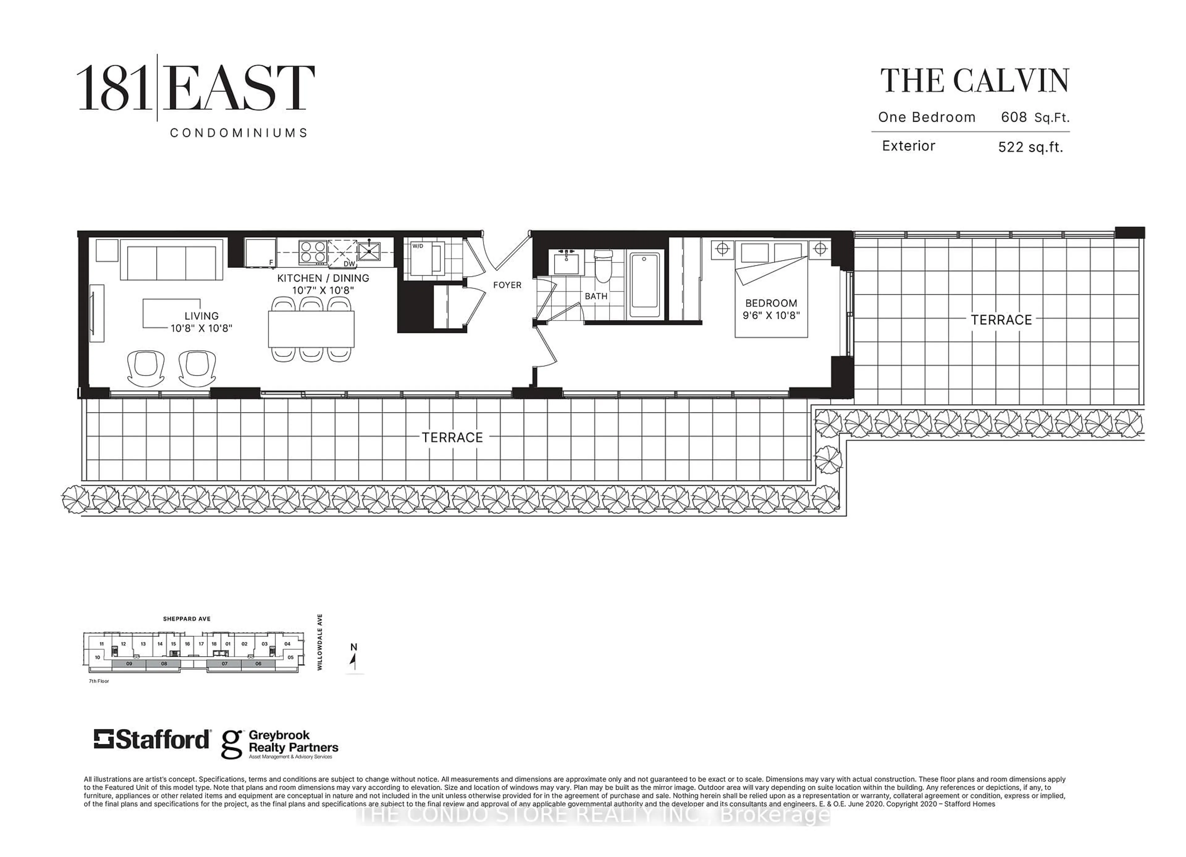 Floor plan for 181 Sheppard Ave #708, Toronto Ontario M2N 0L9