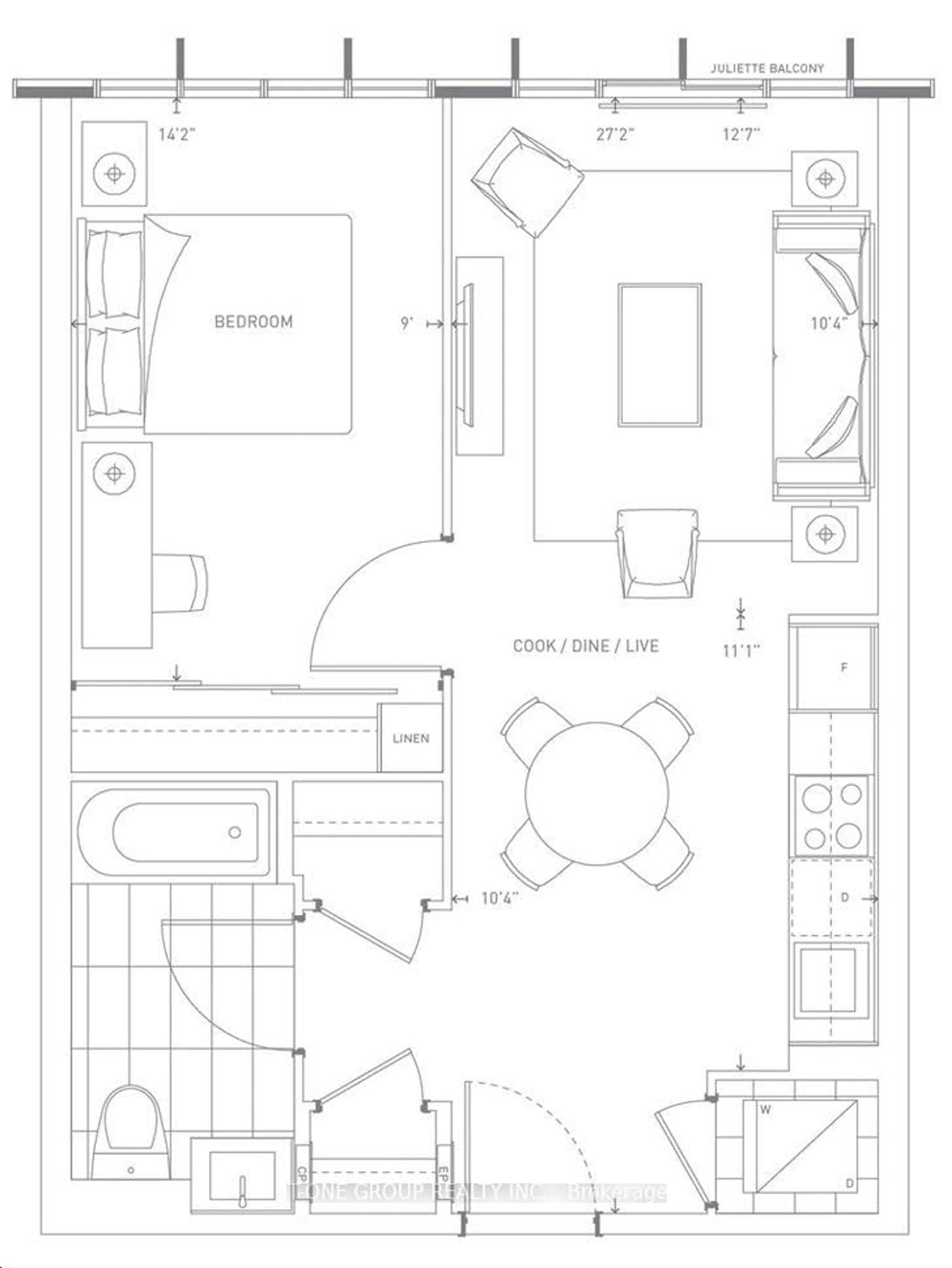 Floor plan for 50 Mccaul St #513, Toronto Ontario M5T 1V9