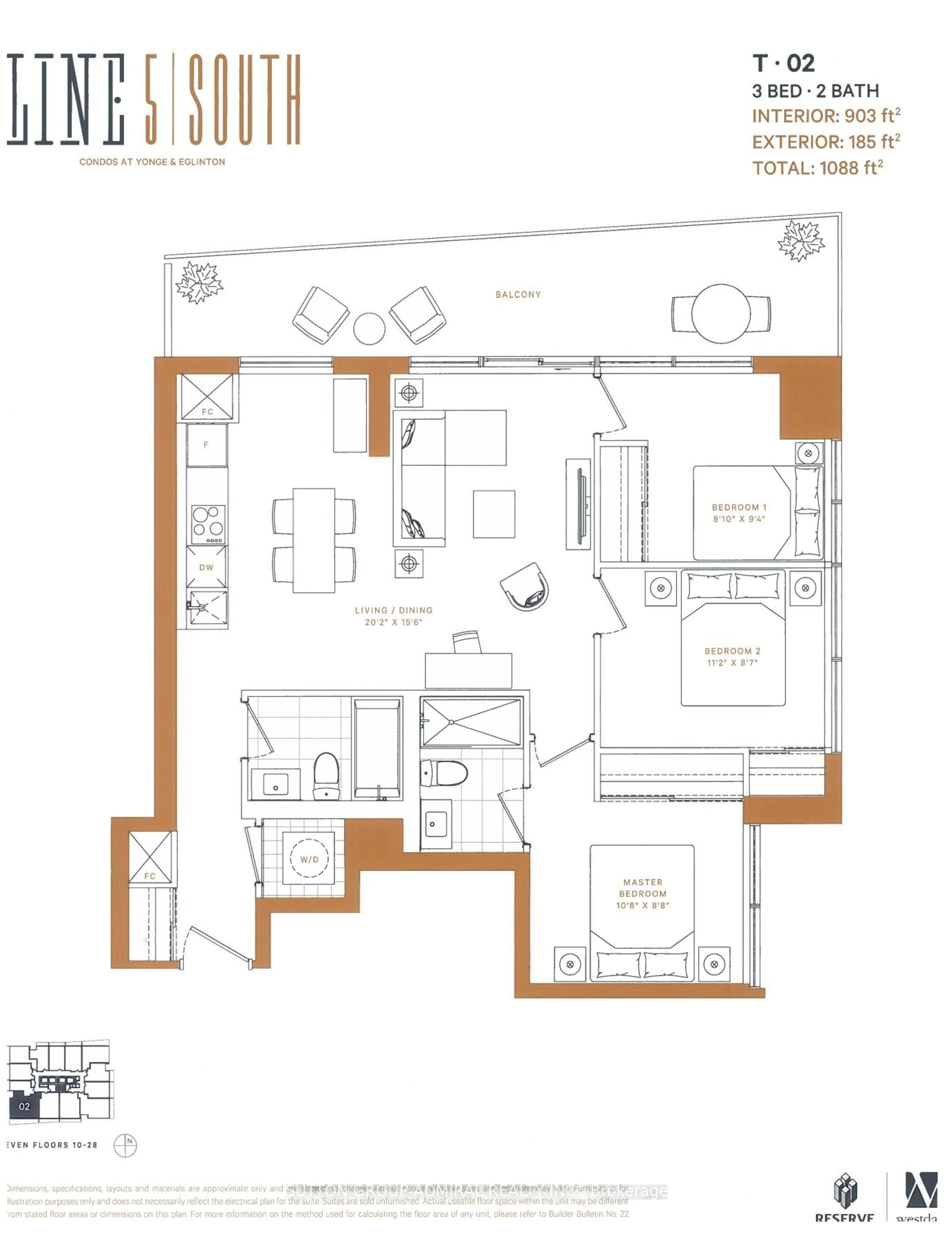 Floor plan for 127 Broadway Ave #2902, Toronto Ontario M4P 1V7
