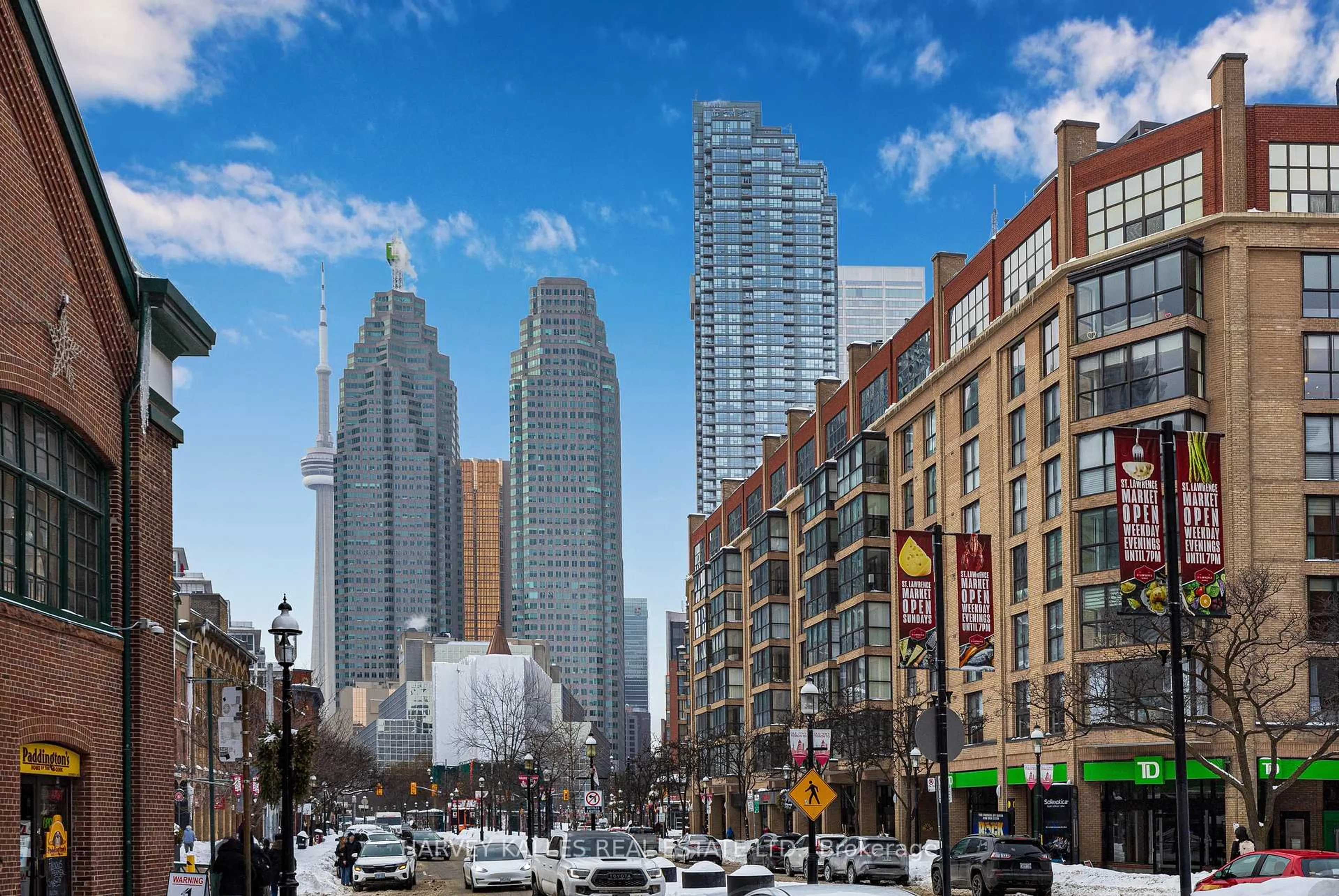 Patio, city buildings view from balcony for 80 Front St #818, Toronto Ontario M5E 1T4