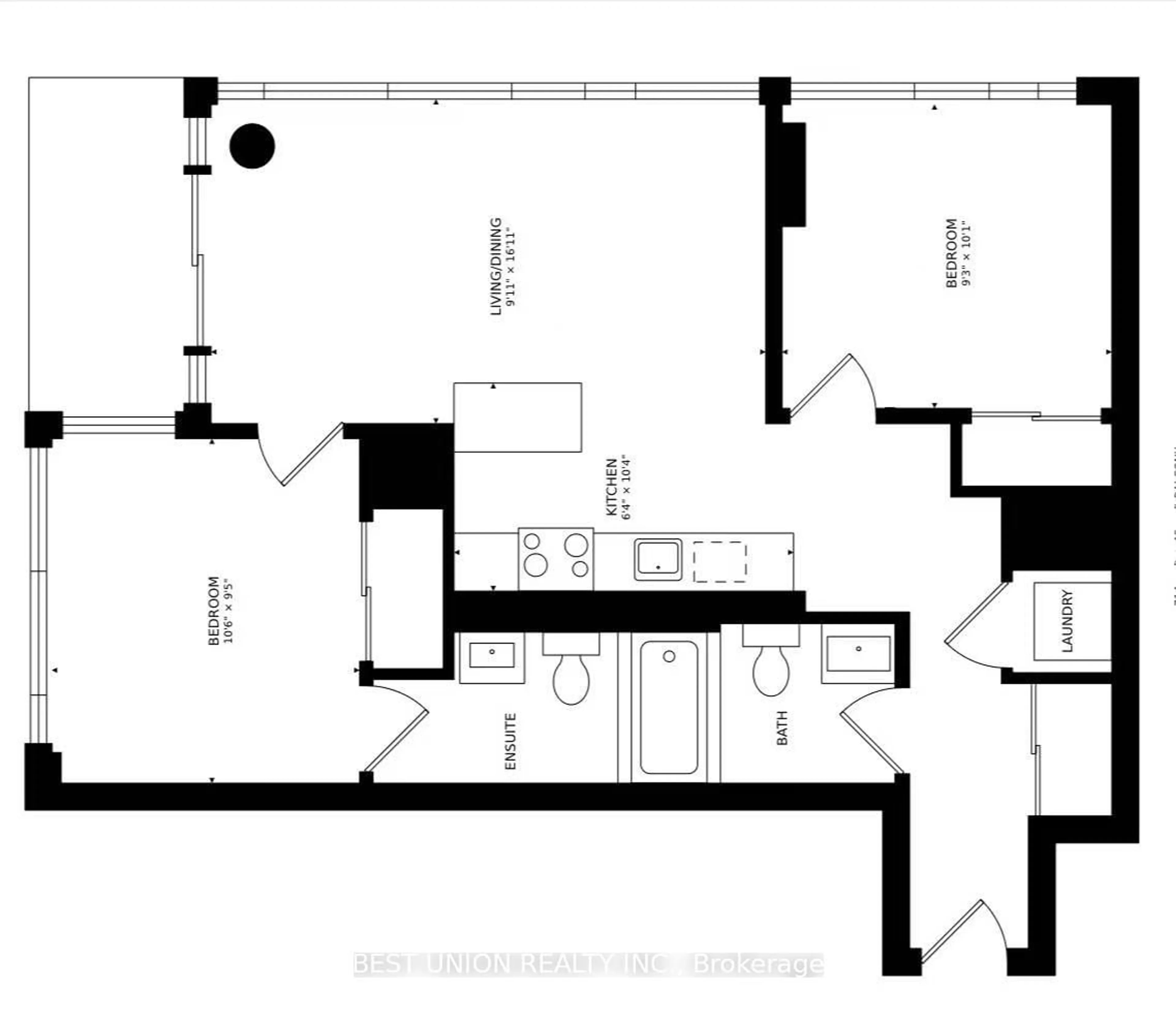 Floor plan for 295 Adelaide St #1502, Toronto Ontario M5V 1P7