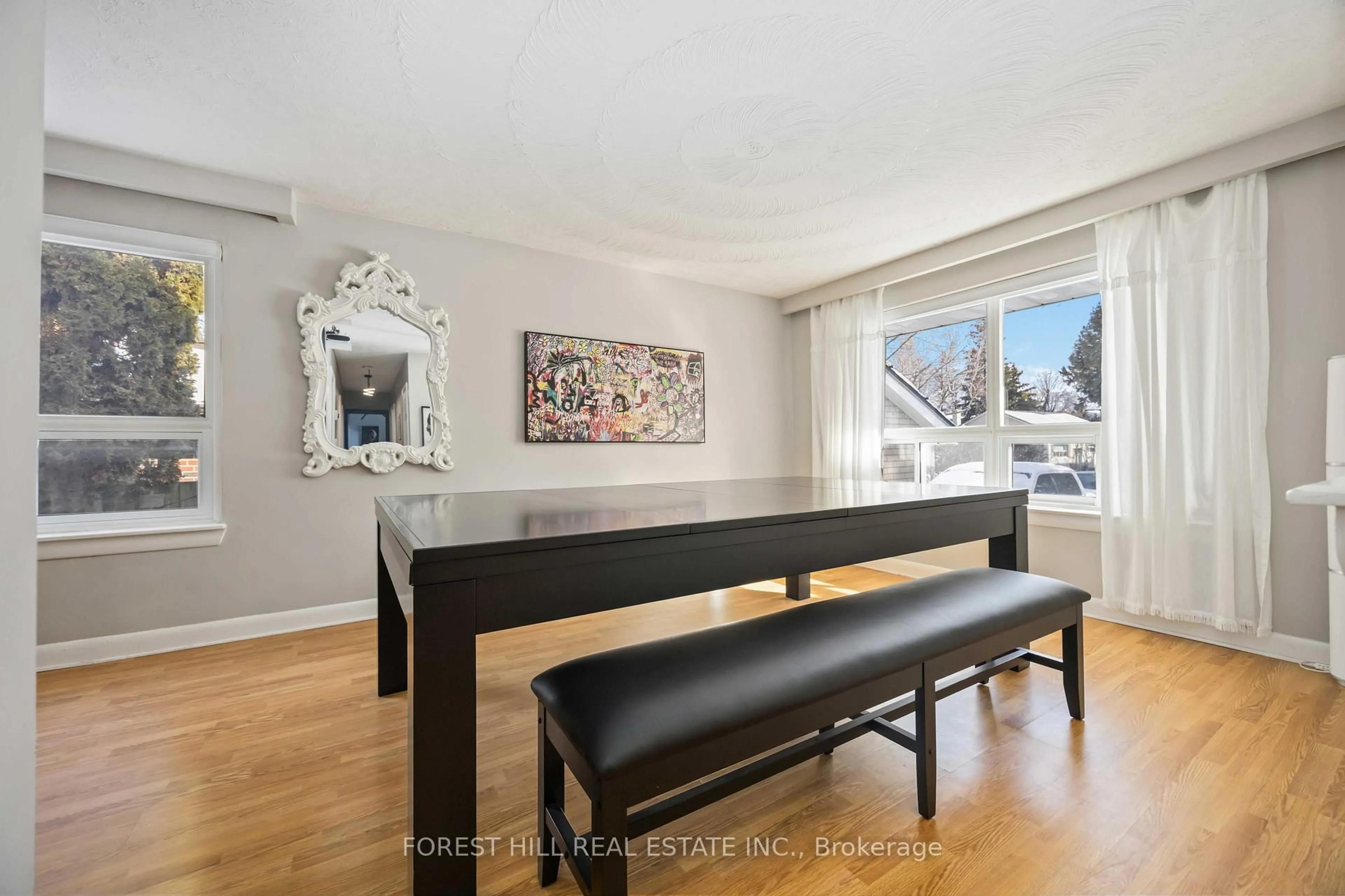 Dining room, wood/laminate floor for 44 Addison Cres, Toronto Ontario M3B 1K8