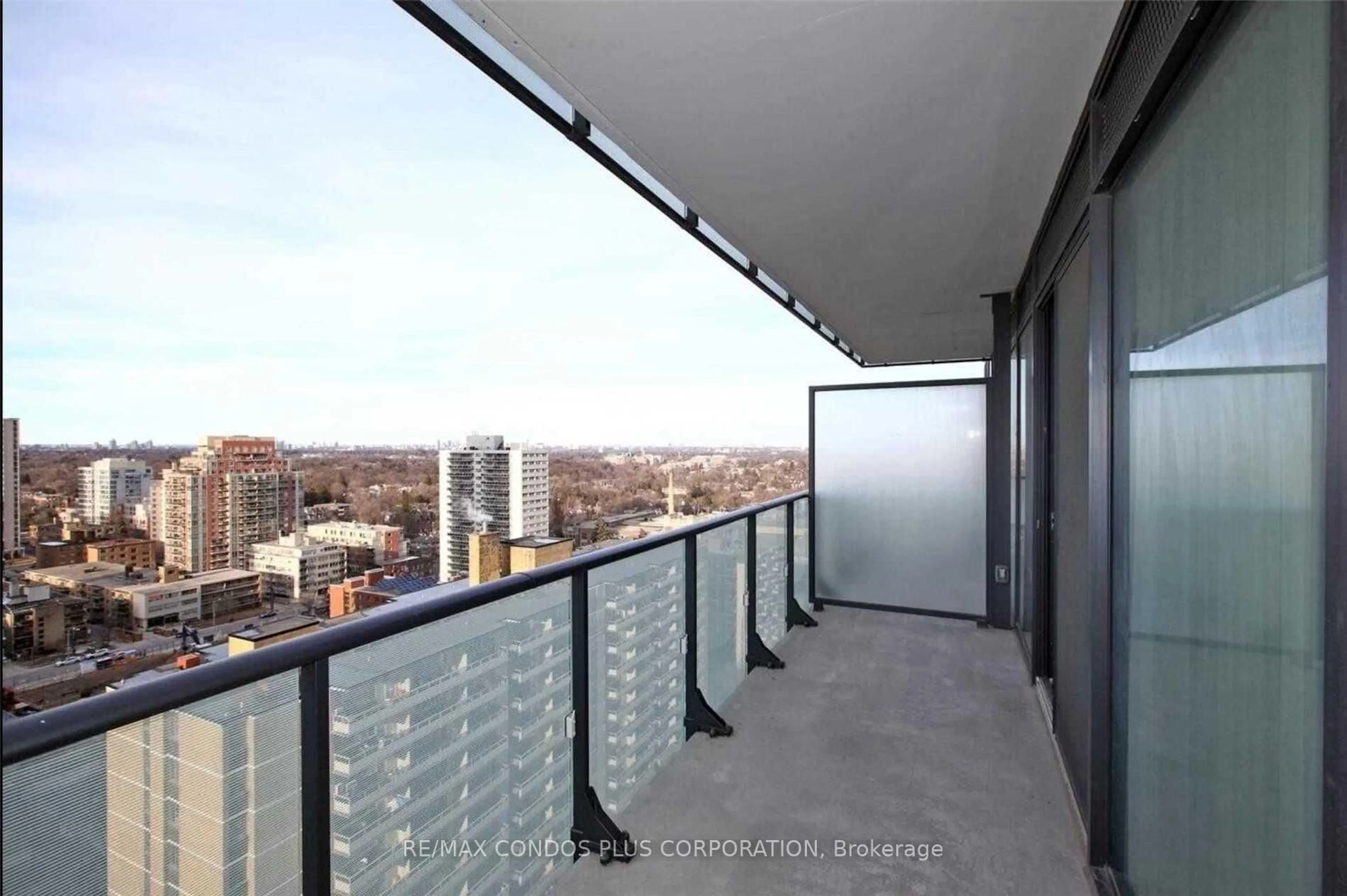Balcony in the apartment, city buildings view from balcony for 185 Roehampton Ave #1504, Toronto Ontario M4P 2K5