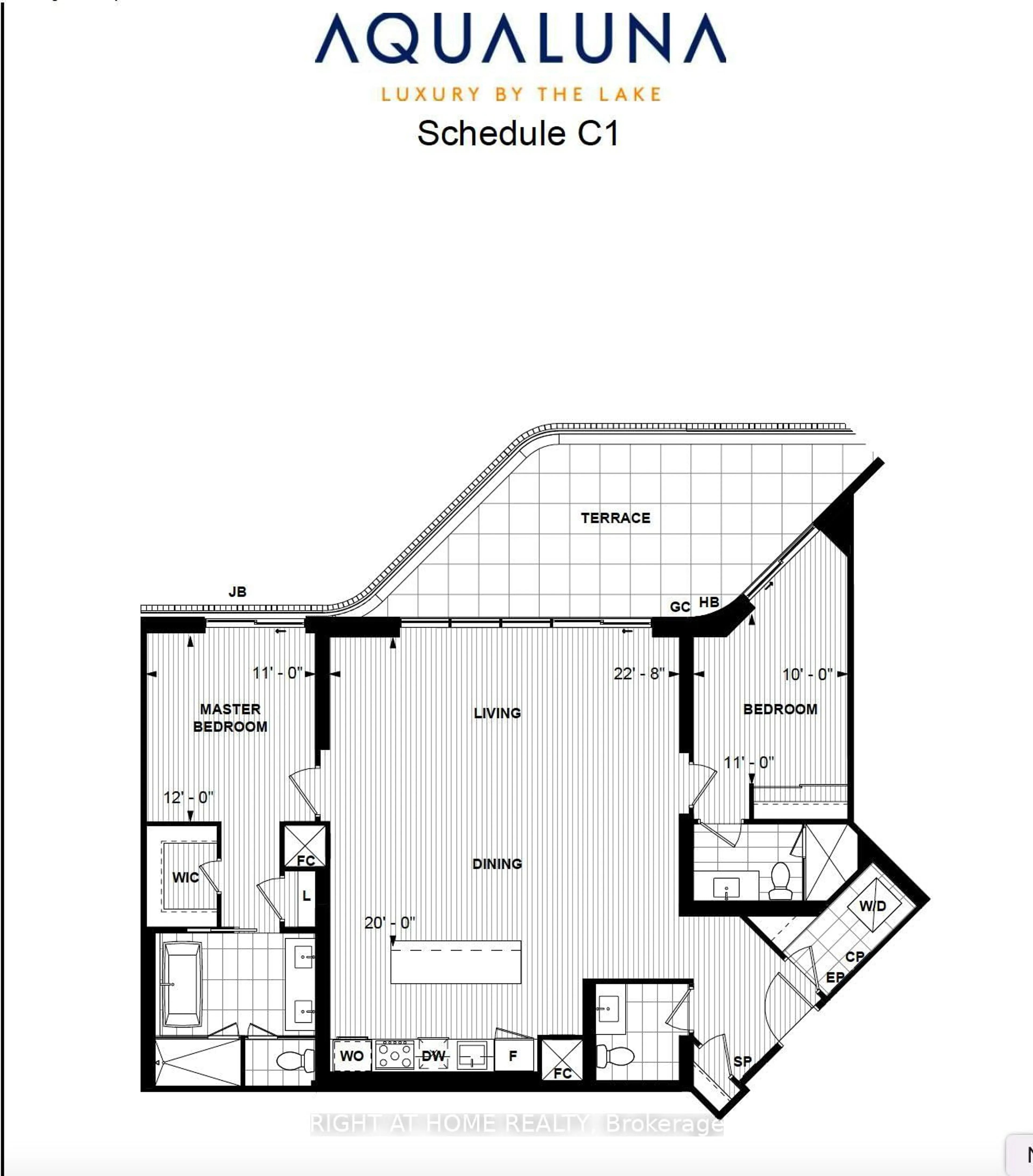 Floor plan for 155 Merchants' Wharf #606, Toronto Ontario M5A 0Y4