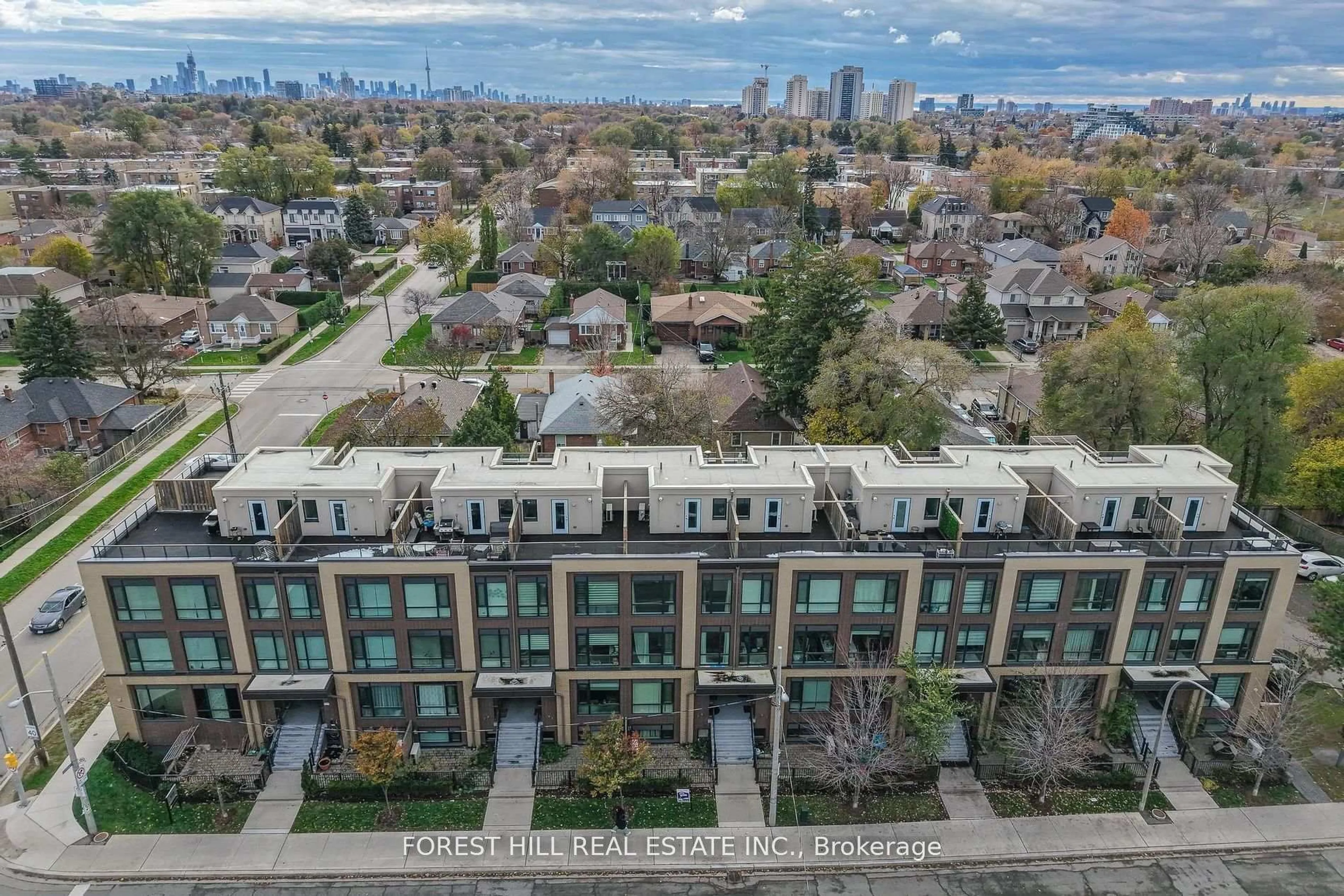 A pic from outside/outdoor area/front of a property/back of a property/a pic from drone, city buildings view from balcony for 639 Lawrence Ave #318, Toronto Ontario M6A 1A9