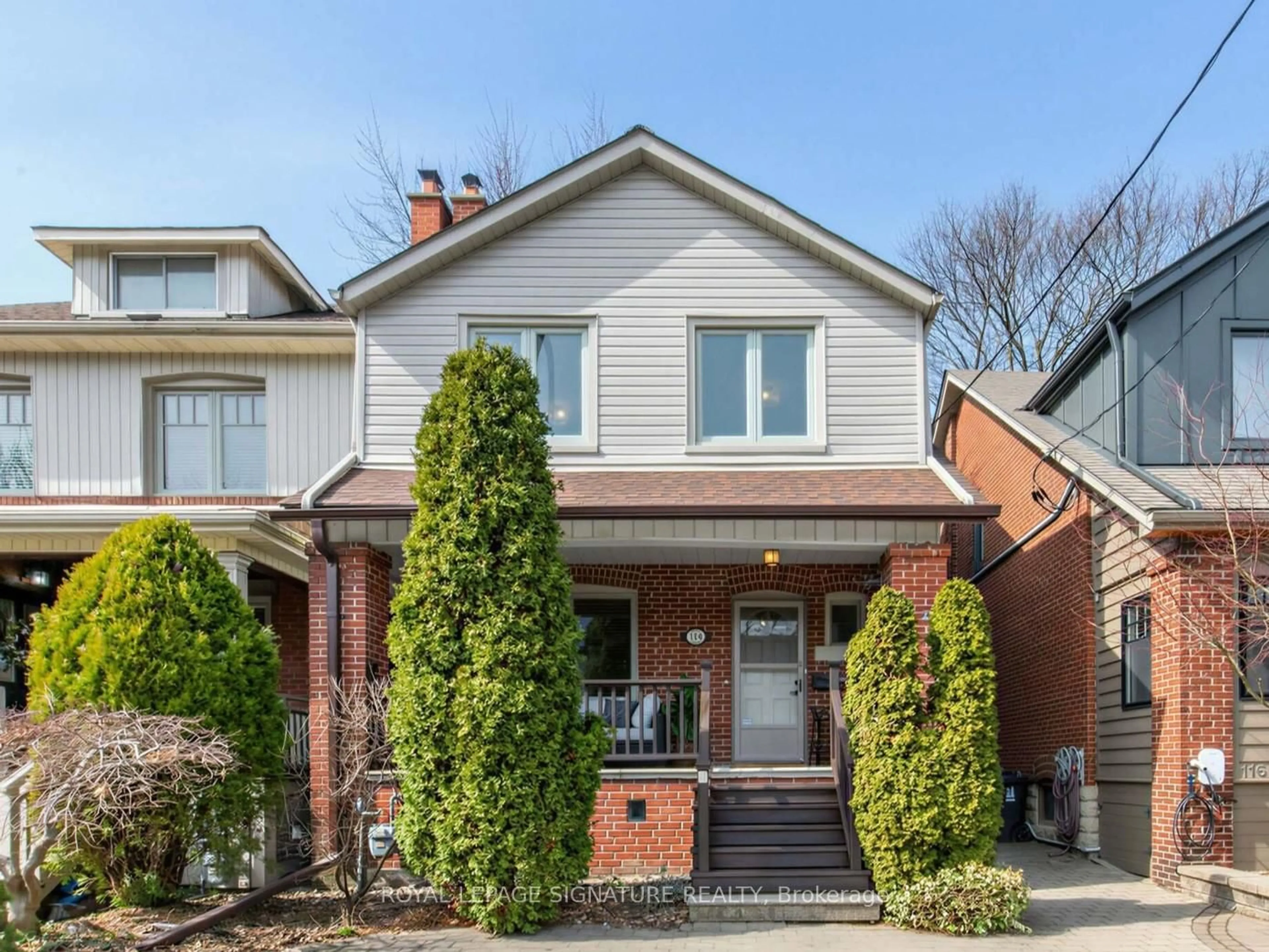 Home with brick exterior material, street for 114 Pinewood Ave, Toronto Ontario M6C 2V3