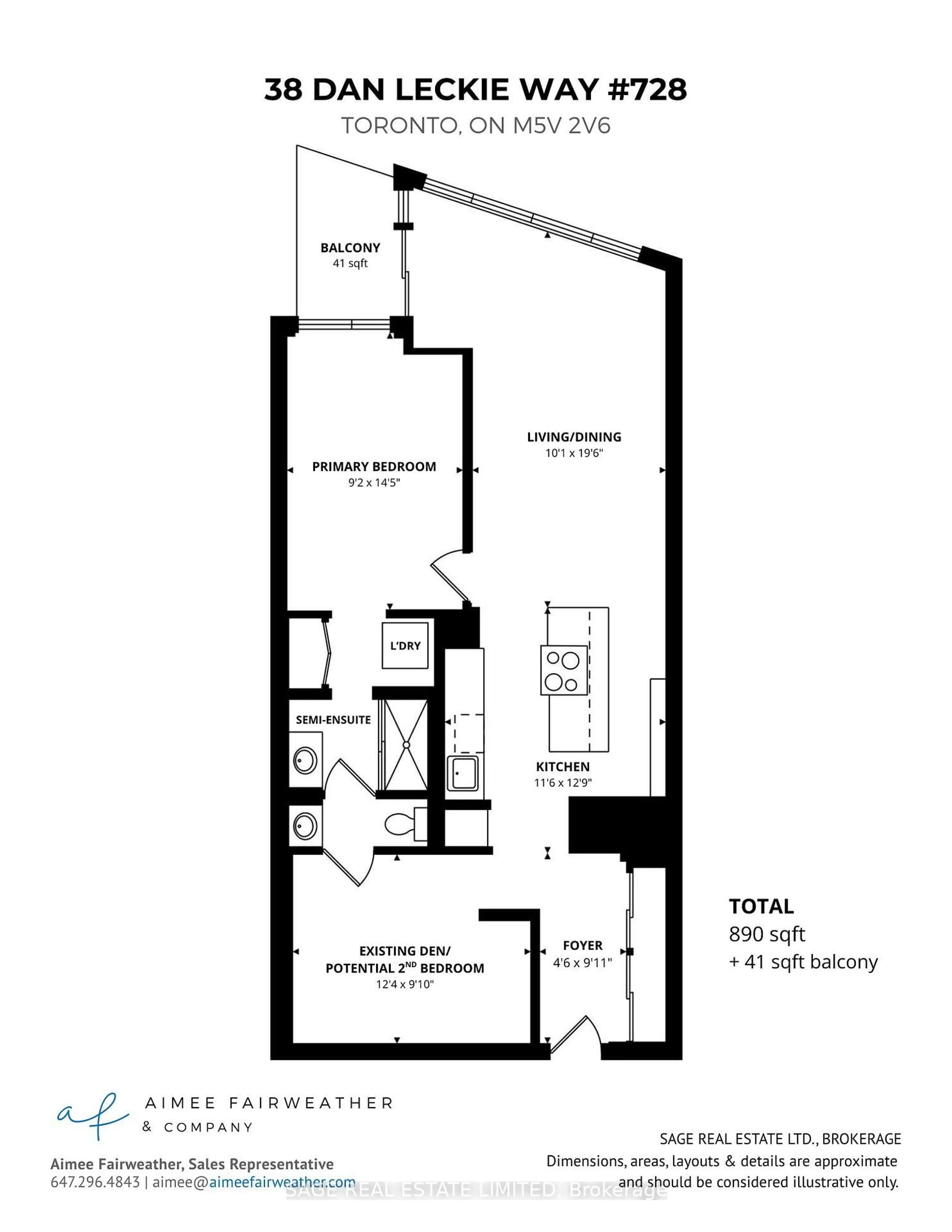 Floor plan for 38 Dan Leckie Way #728, Toronto Ontario M5V 2V6