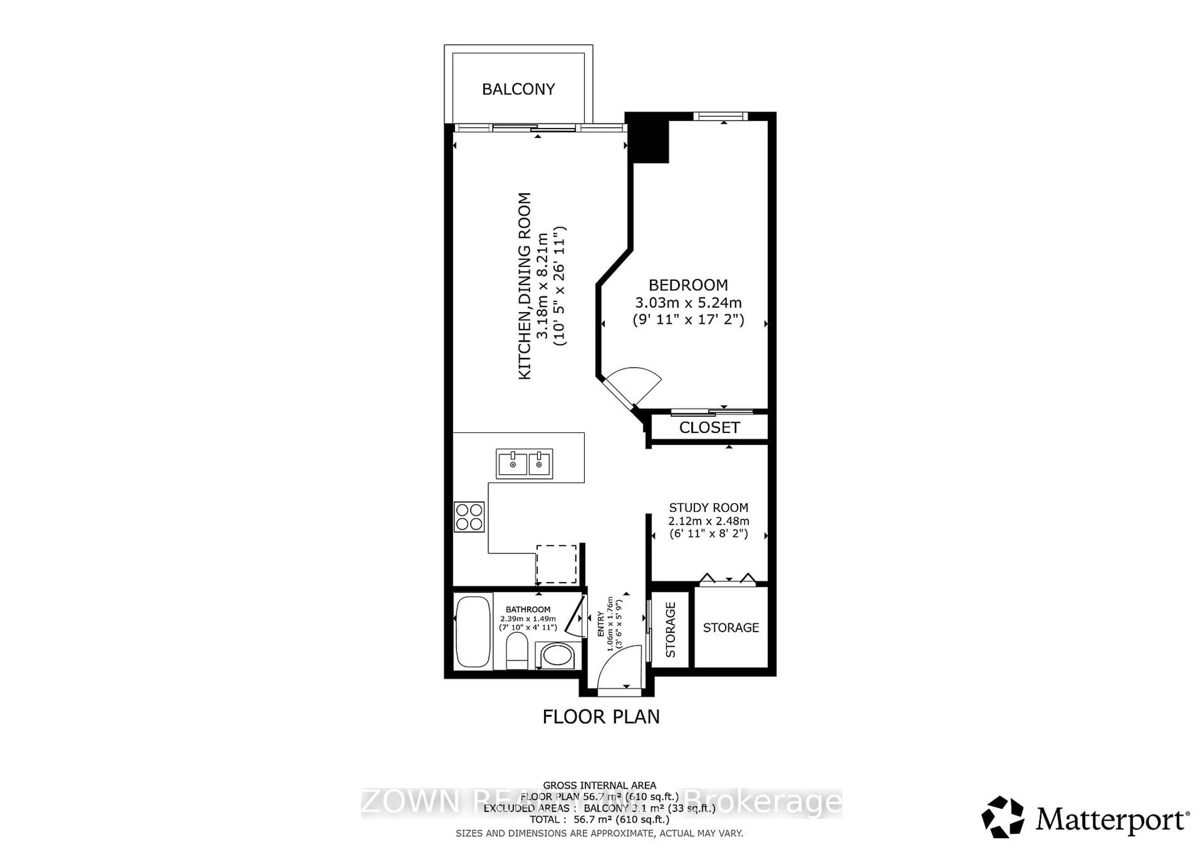 Floor plan for 231 Fort York Blvd #220, Toronto Ontario M5V 1B2