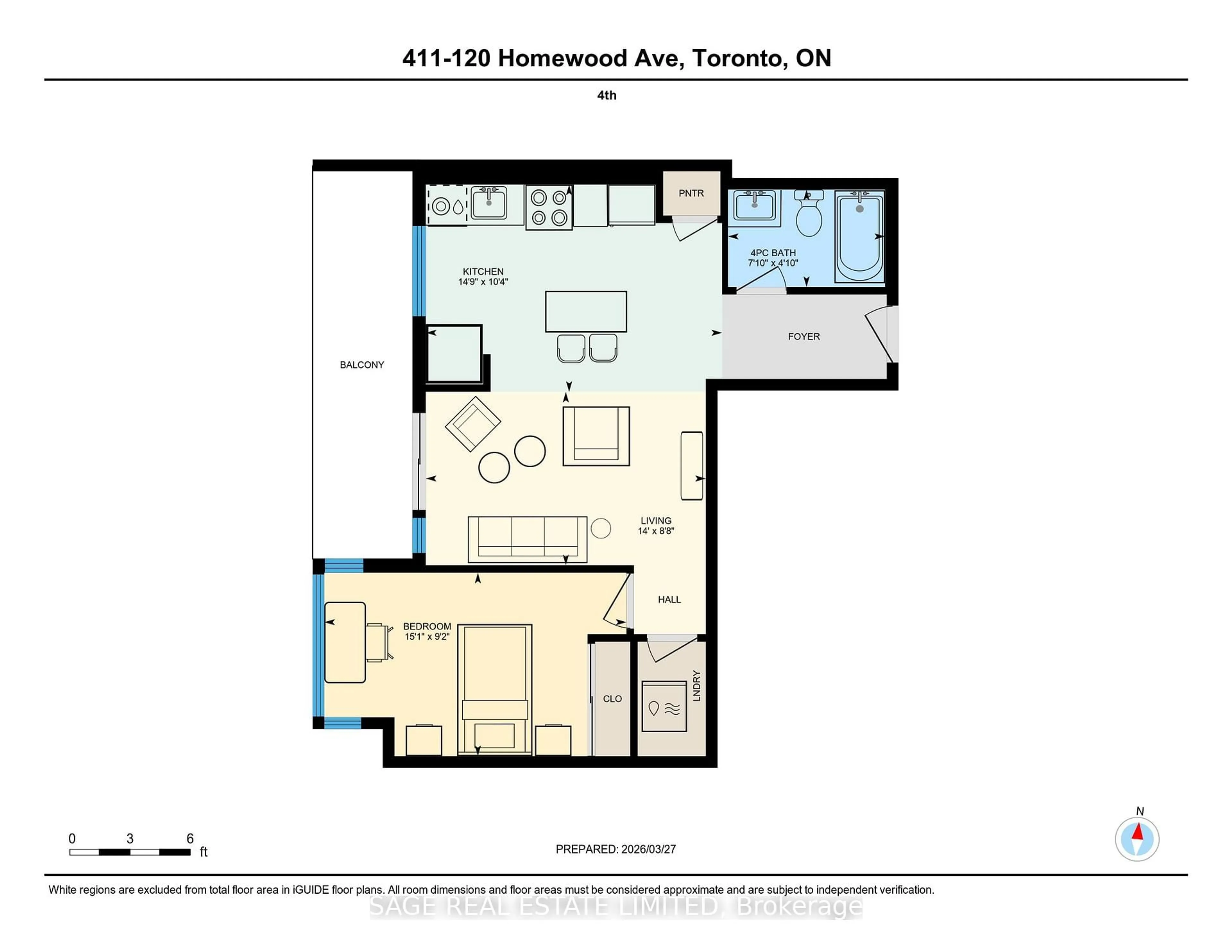 Floor plan for 120 Homewood Ave #411, Toronto Ontario M4Y 2J3