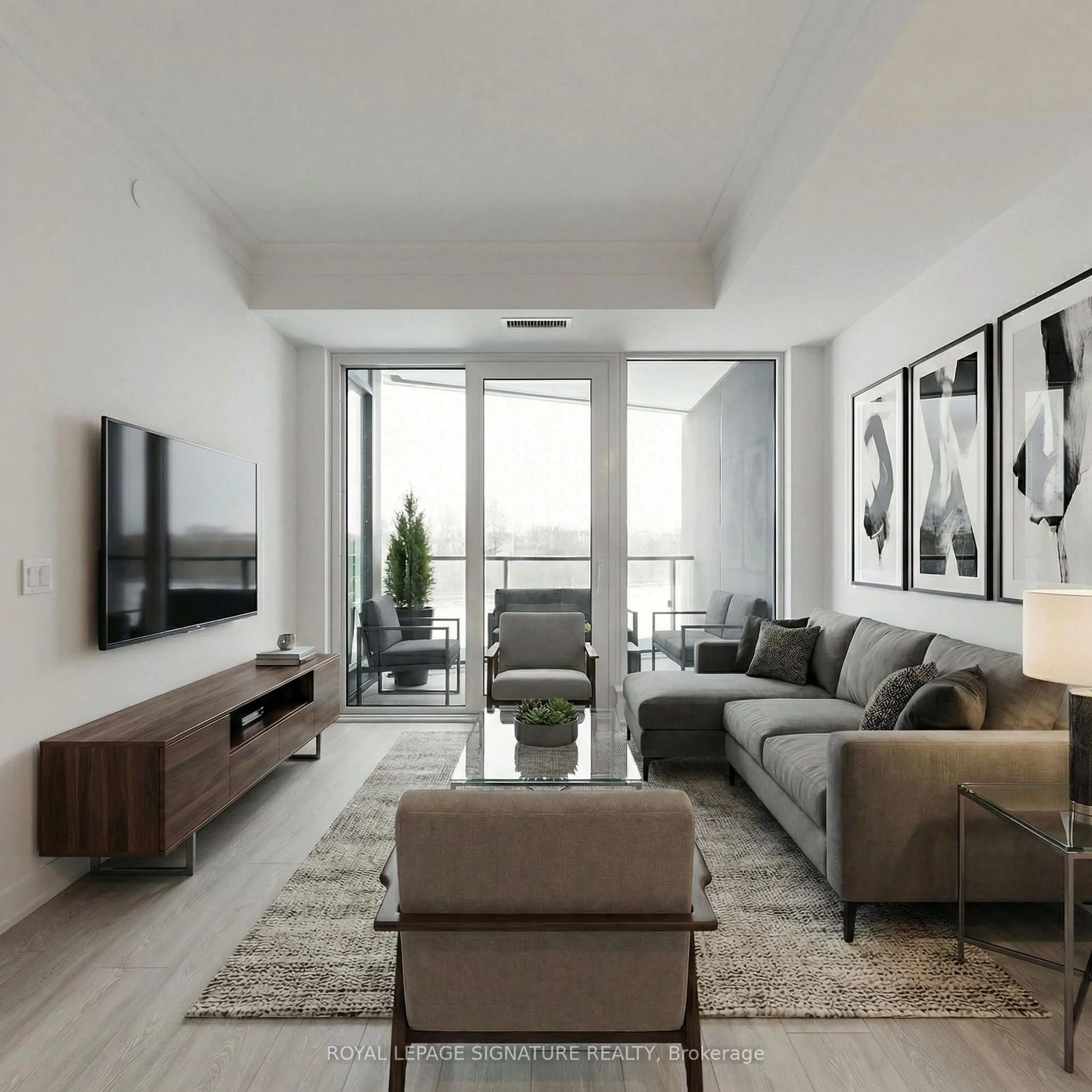 Living room with furniture, unknown for 1 Kyle Lowry Rd #309, Toronto Ontario M3C 0S6