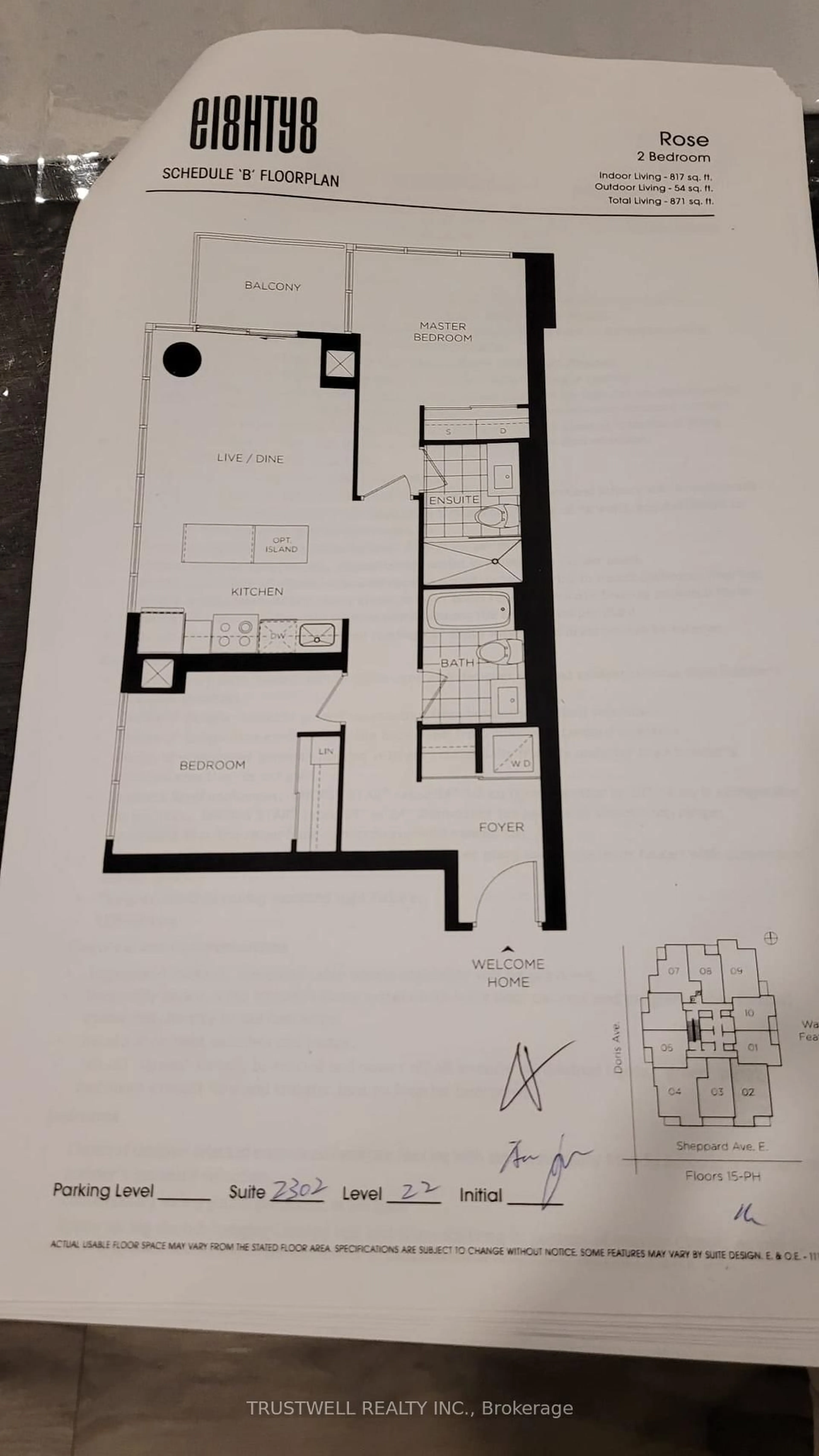 Floor plan for 88 Sheppard Ave #2302, Toronto Ontario M2N 0G9