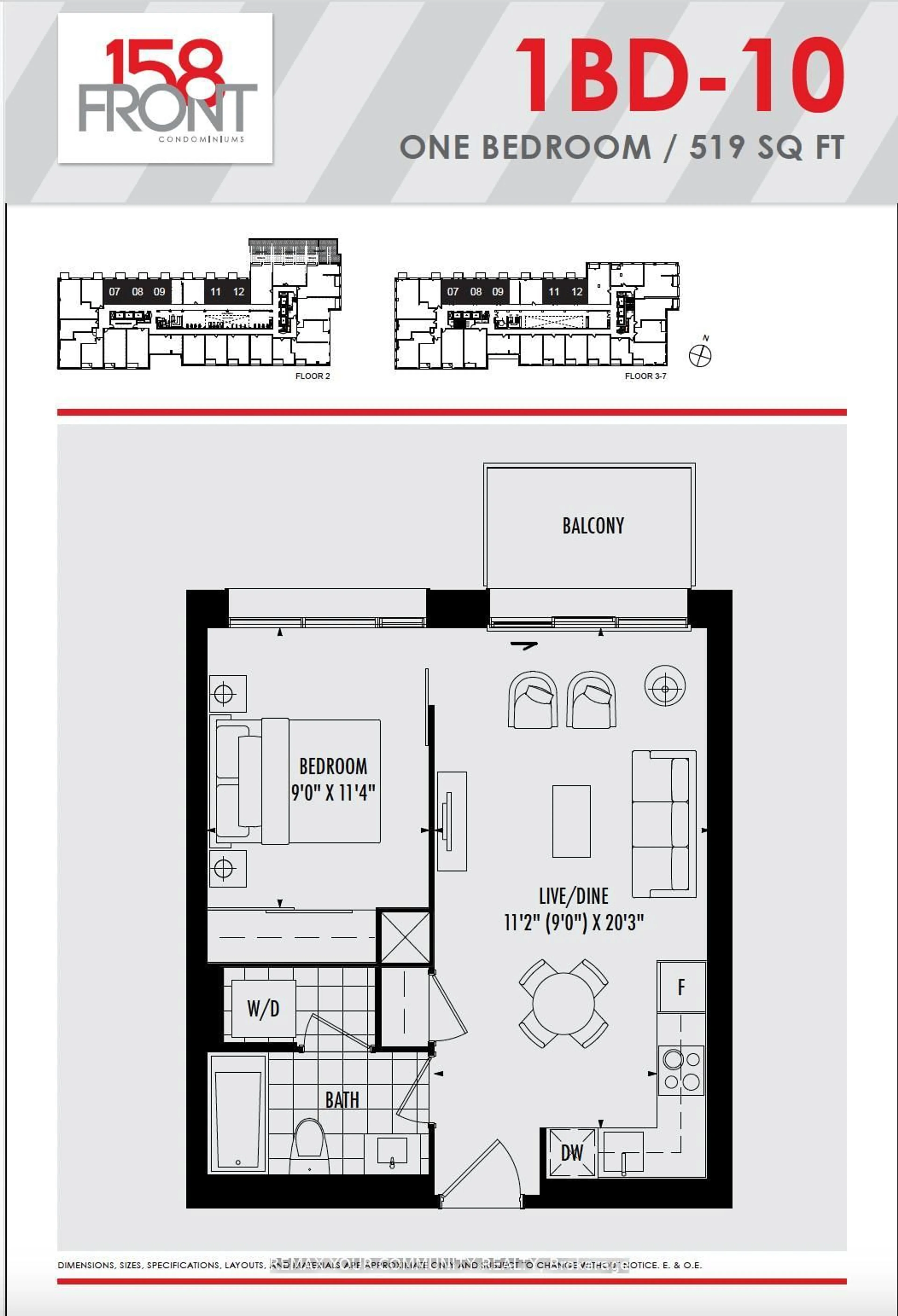 Floor plan for 158 Front St #608, Toronto Ontario M5A 0K9