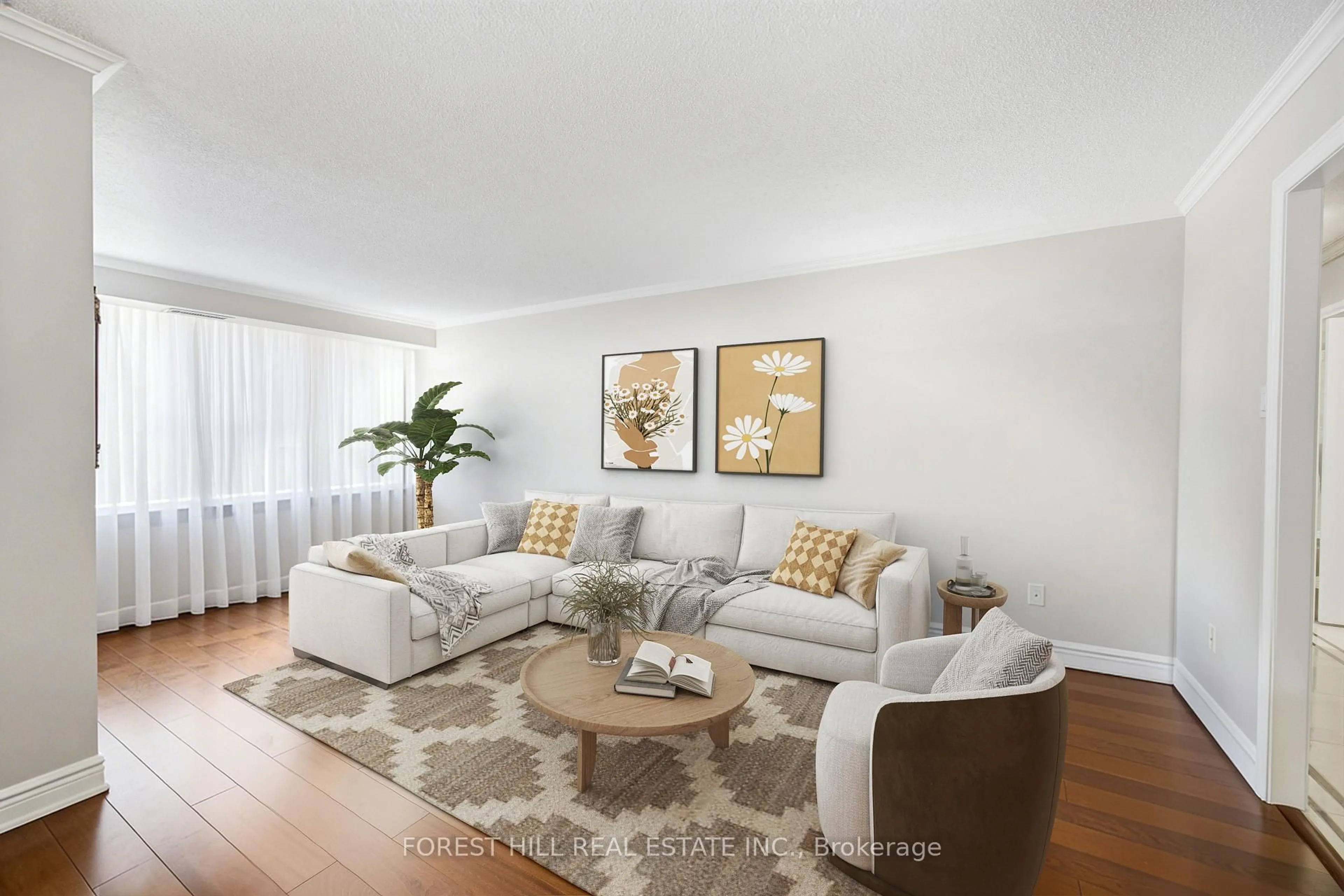 Living room with furniture, wood/laminate floor for 19 Lower Village Gate #507, Toronto Ontario M5P 3L9