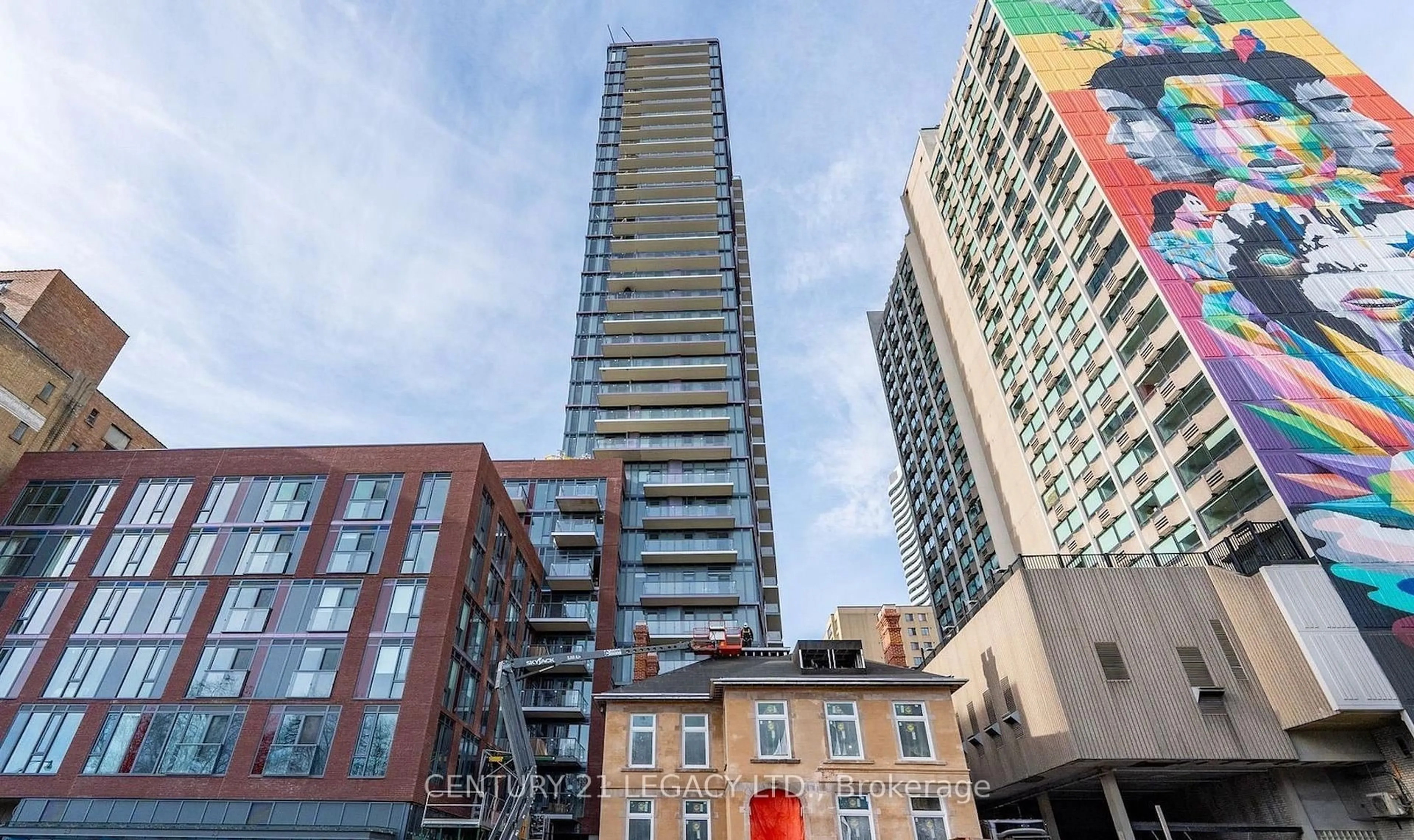 A pic from outside/outdoor area/front of a property/back of a property/a pic from drone, city buildings view from balcony for 308 Jarvis St #2505, Toronto Ontario M5A 2P2