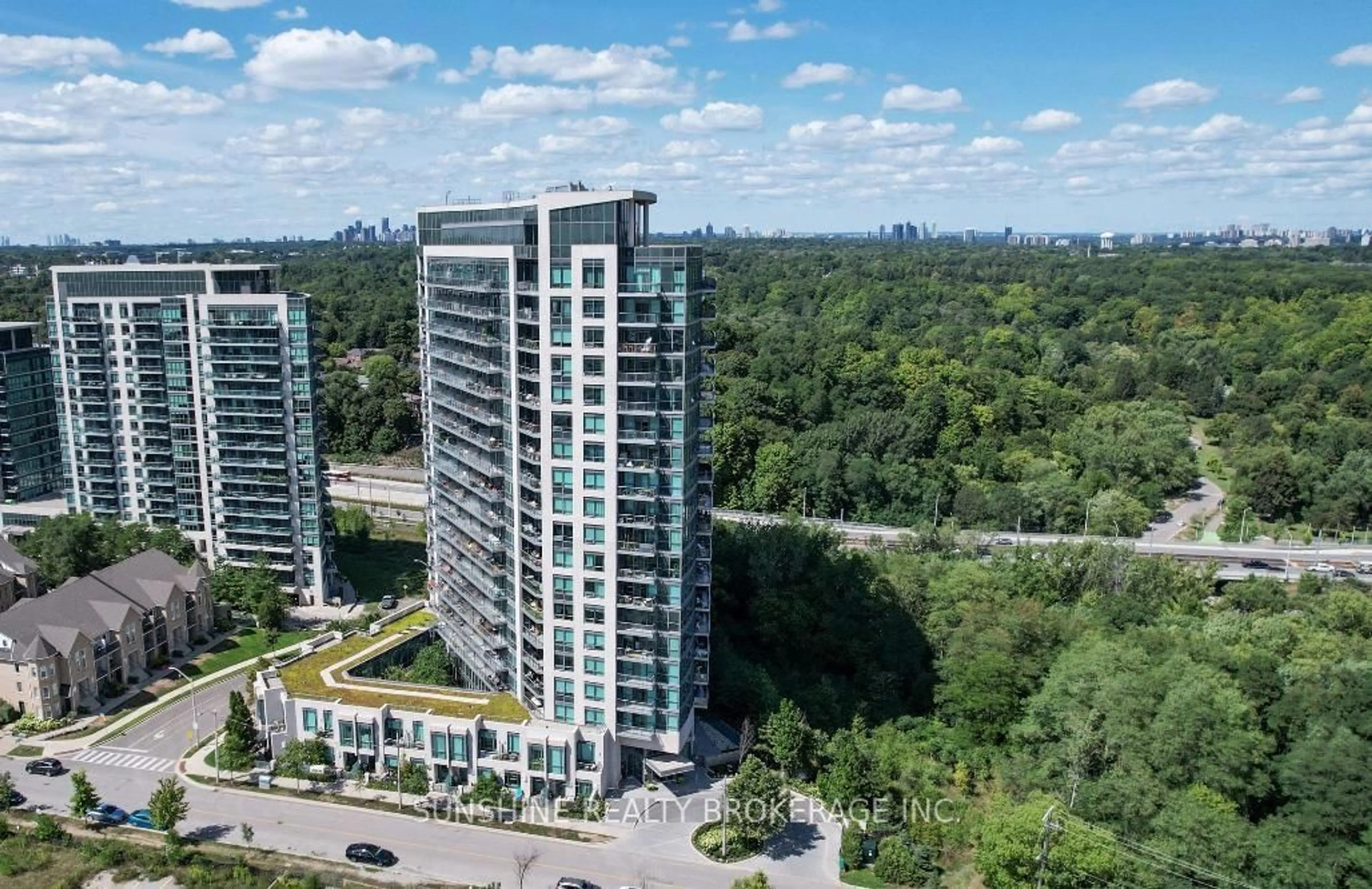A pic from outside/outdoor area/front of a property/back of a property/a pic from drone, city buildings view from balcony for 160 Vanderhoof Ave #1101, Toronto Ontario M4G 0B7