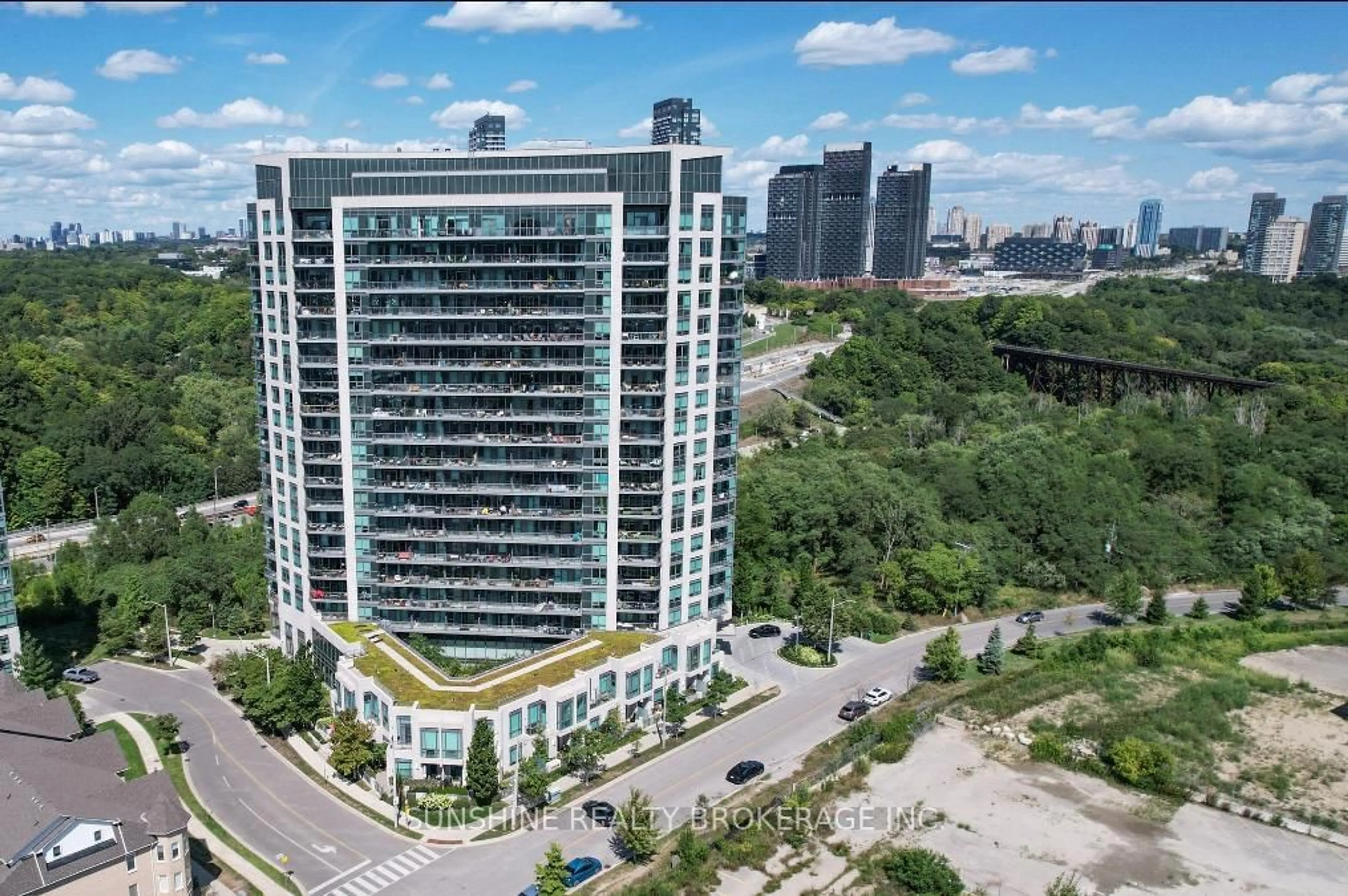 A pic from outside/outdoor area/front of a property/back of a property/a pic from drone, city buildings view from balcony for 160 Vanderhoof Ave #1101, Toronto Ontario M4G 0B7