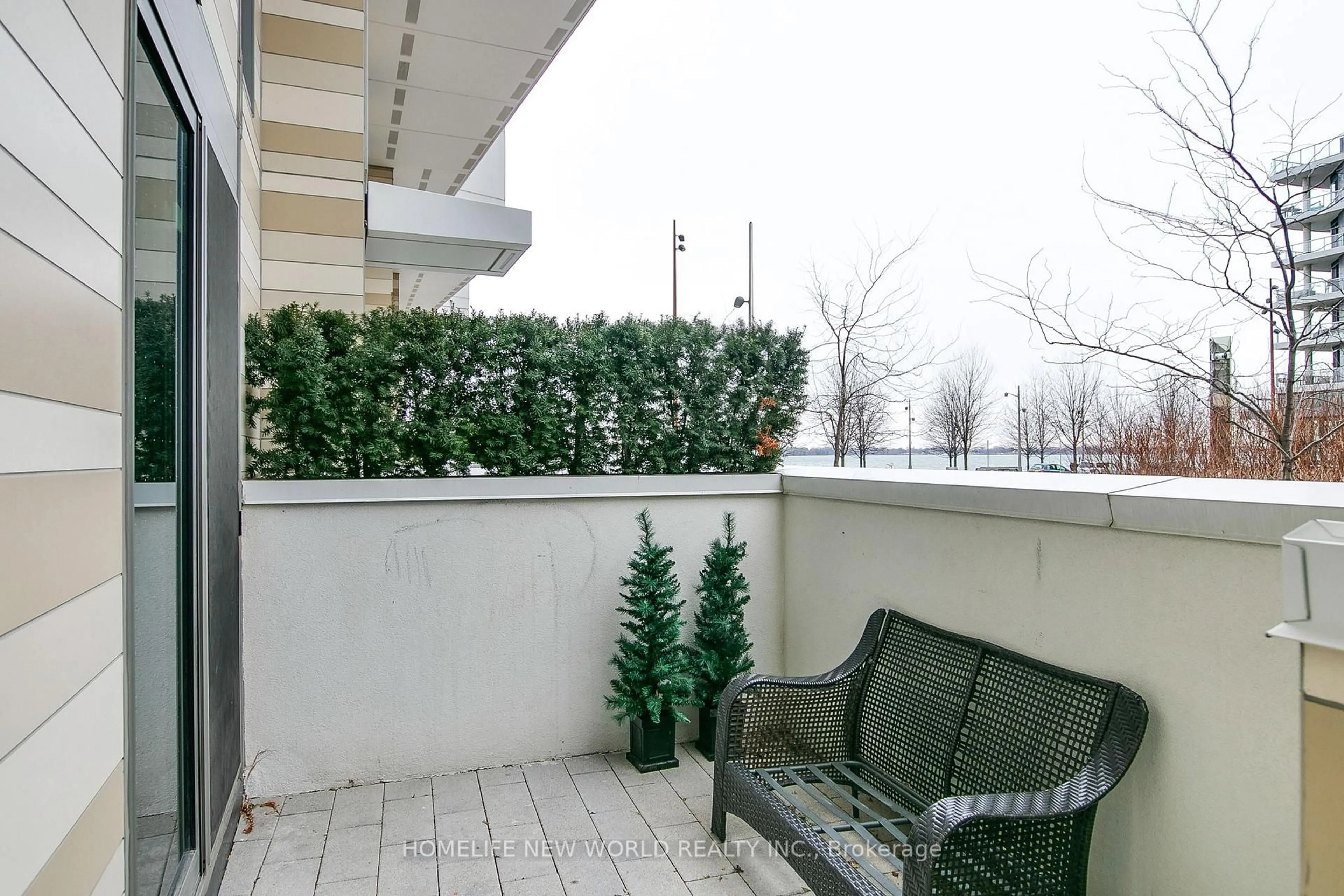 Balcony in the apartment, street for 118 Merchants' Wharf #103, Toronto Ontario M5A 0L3