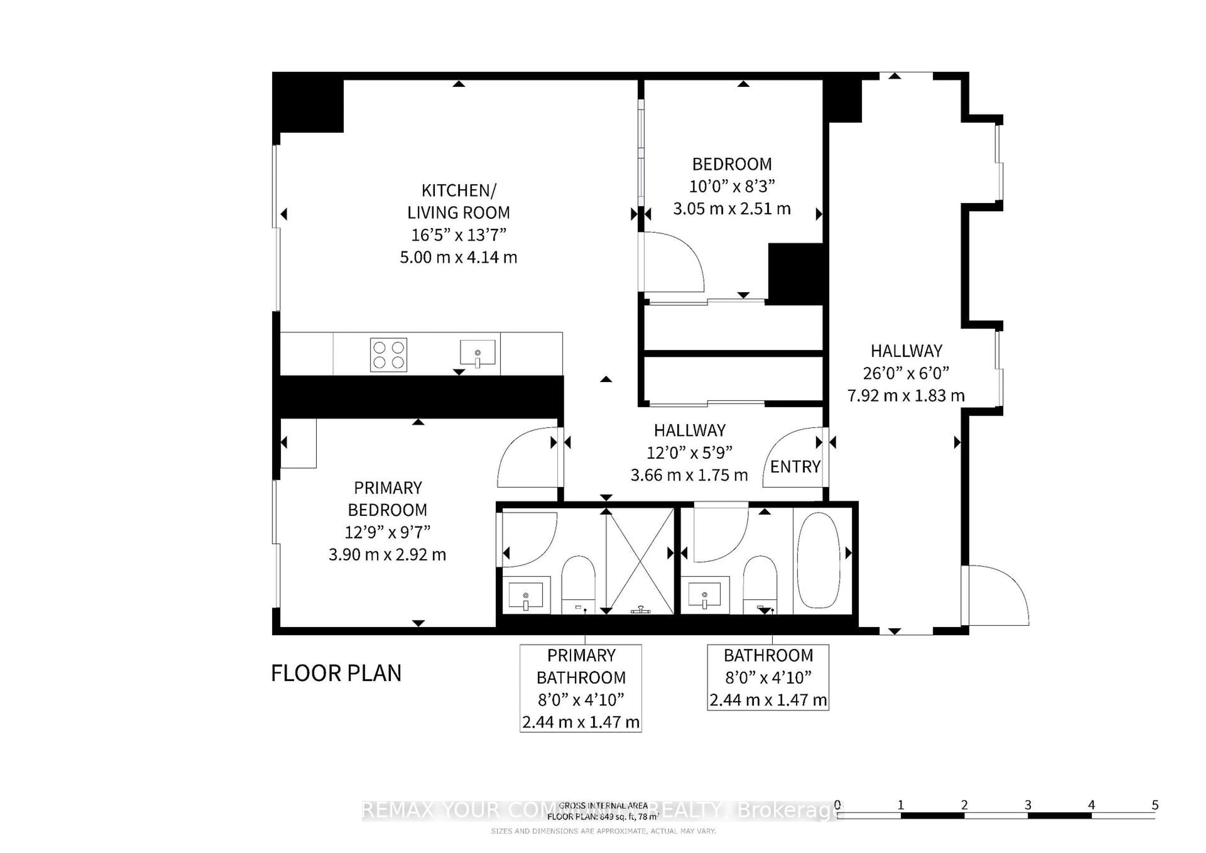 Floor plan for 28 Widmer St #4727, Toronto Ontario M5V 0T2