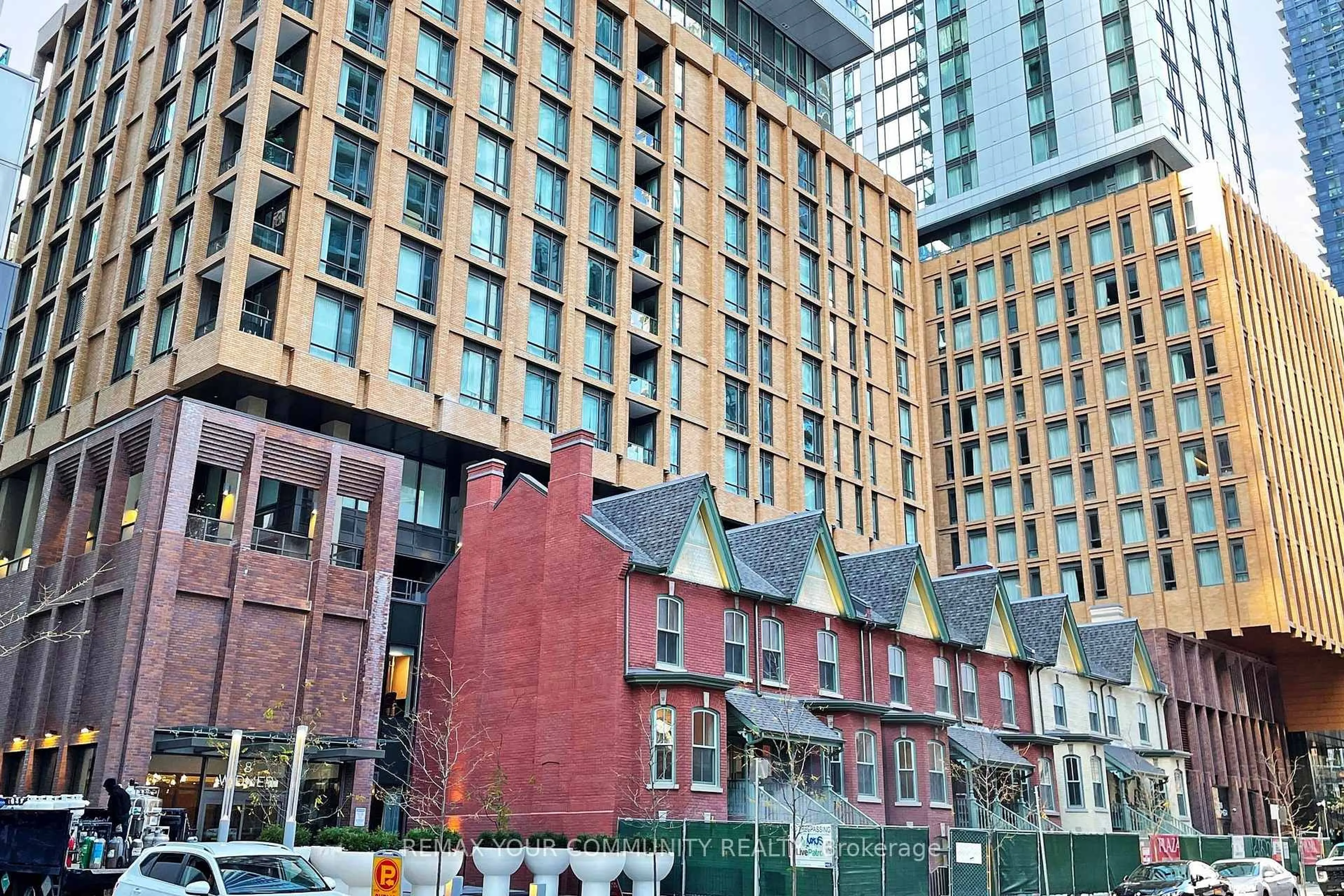 Patio, city buildings view from balcony for 28 Widmer St #4727, Toronto Ontario M5V 0T2
