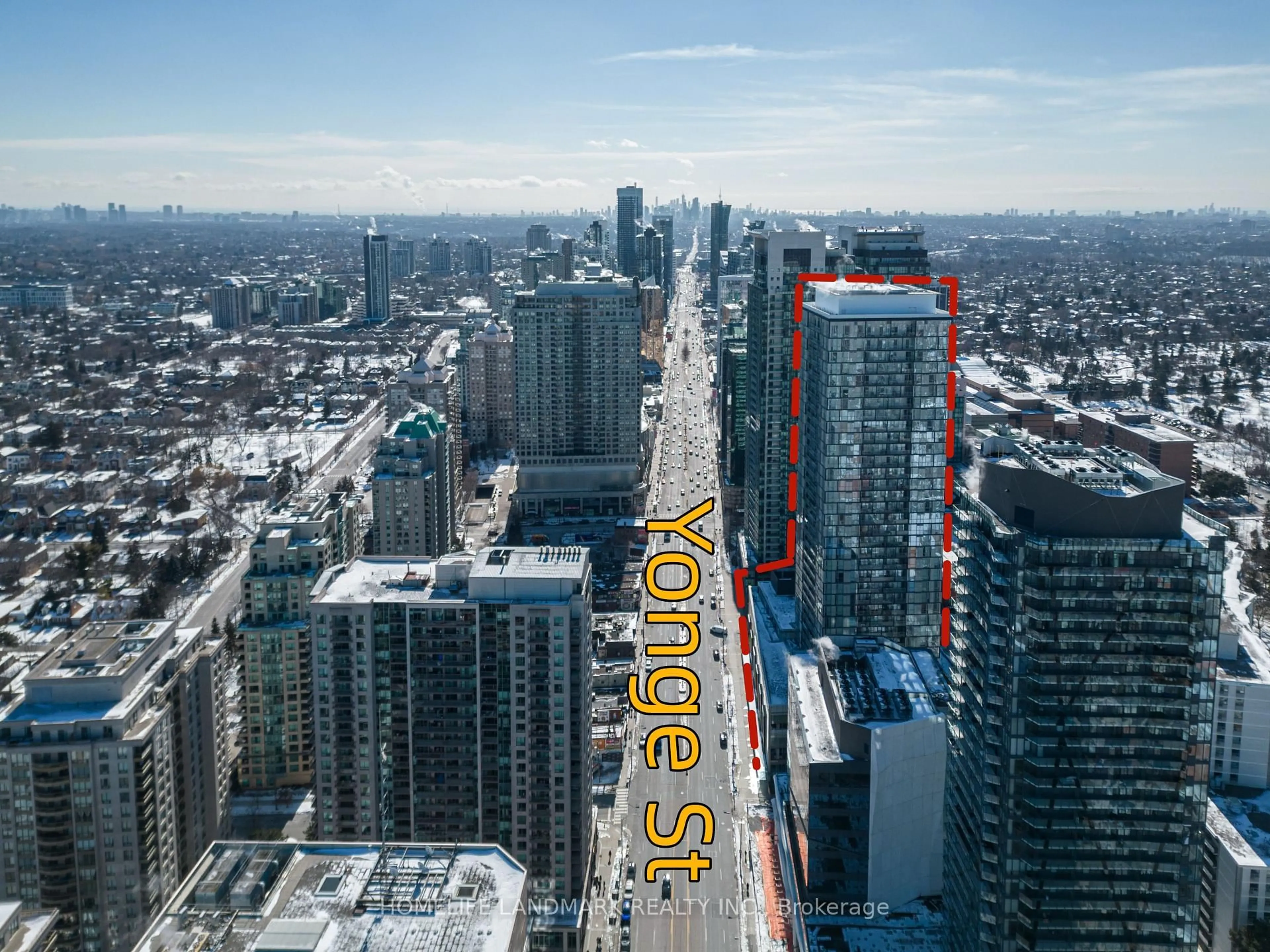 A pic from outside/outdoor area/front of a property/back of a property/a pic from drone, city buildings view from balcony for 5180 Yonge St #1207, Toronto Ontario M2N 0K5