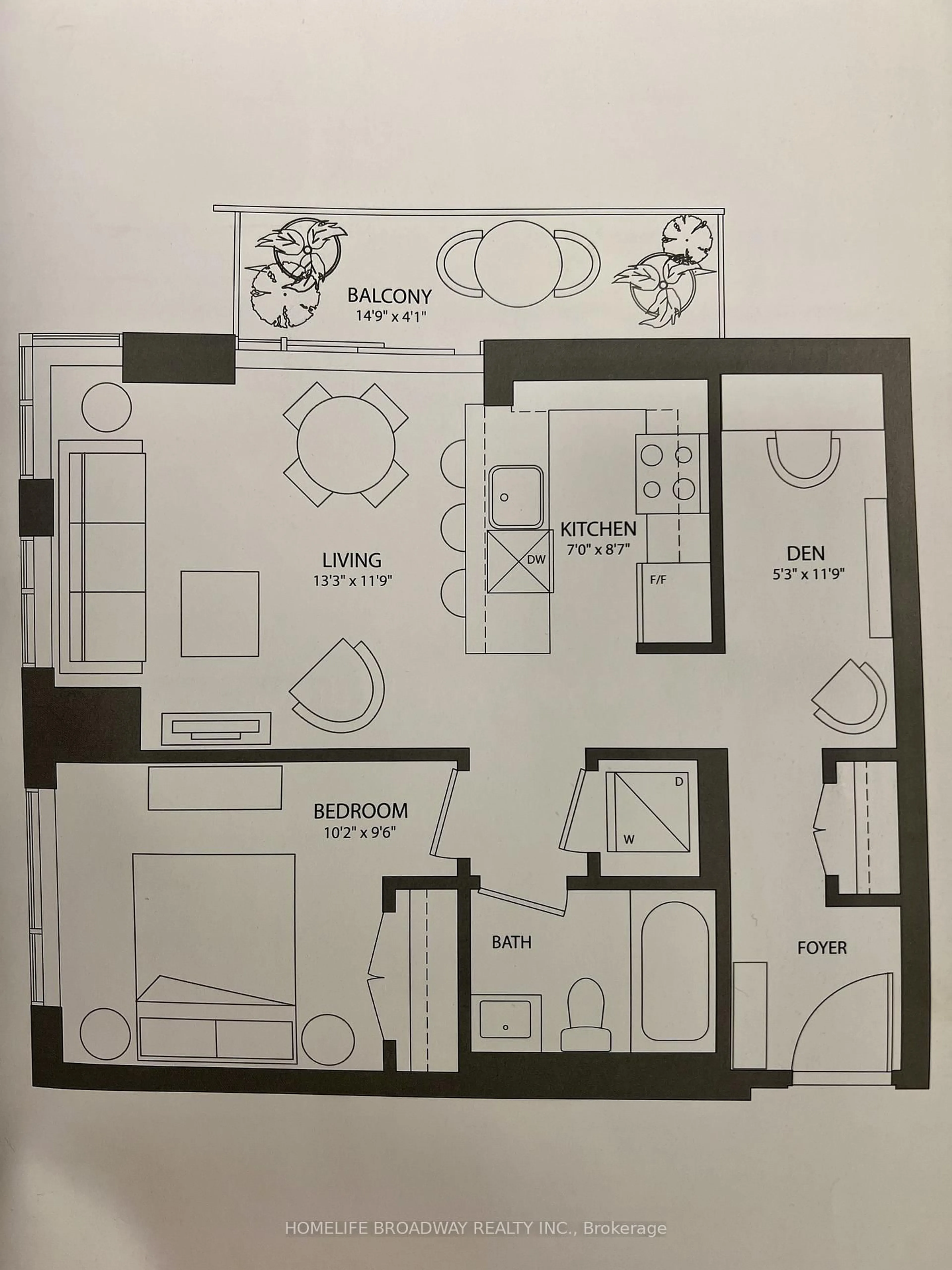 Floor plan for 83 Redpath Ave #1602, Toronto Ontario M4S 0A2