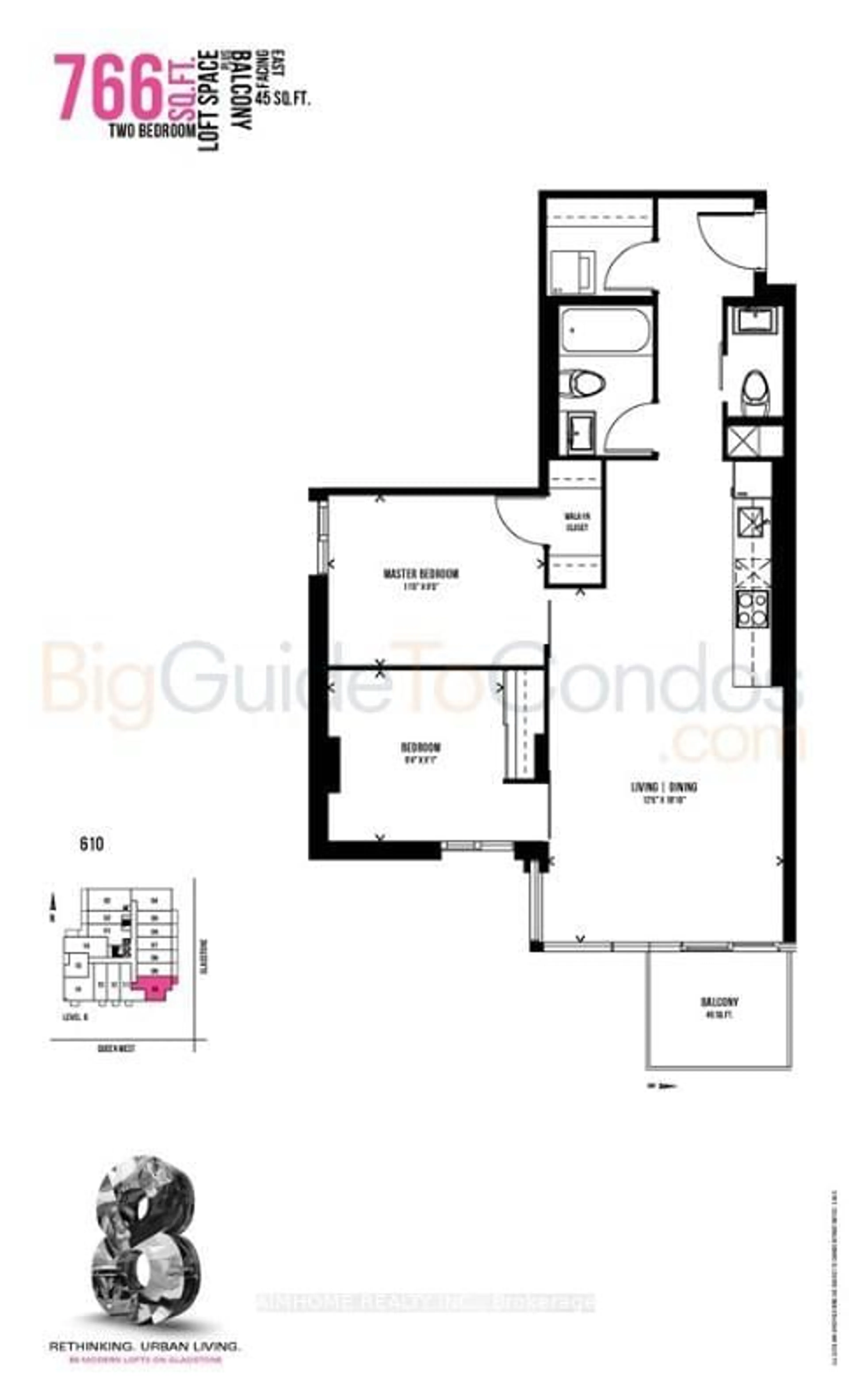 Floor plan for 8 Gladstone Ave #610, Toronto Ontario M6J 3K6