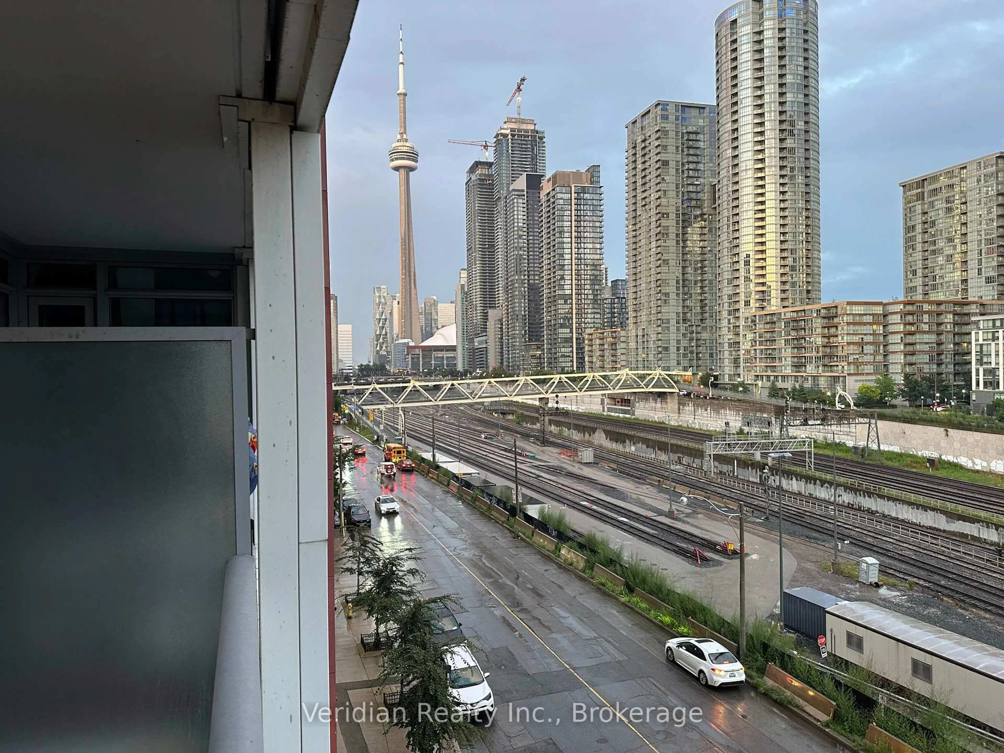 Balcony in the apartment, city buildings view from balcony for 576 Front St #306E, Toronto Ontario M5V 1C1