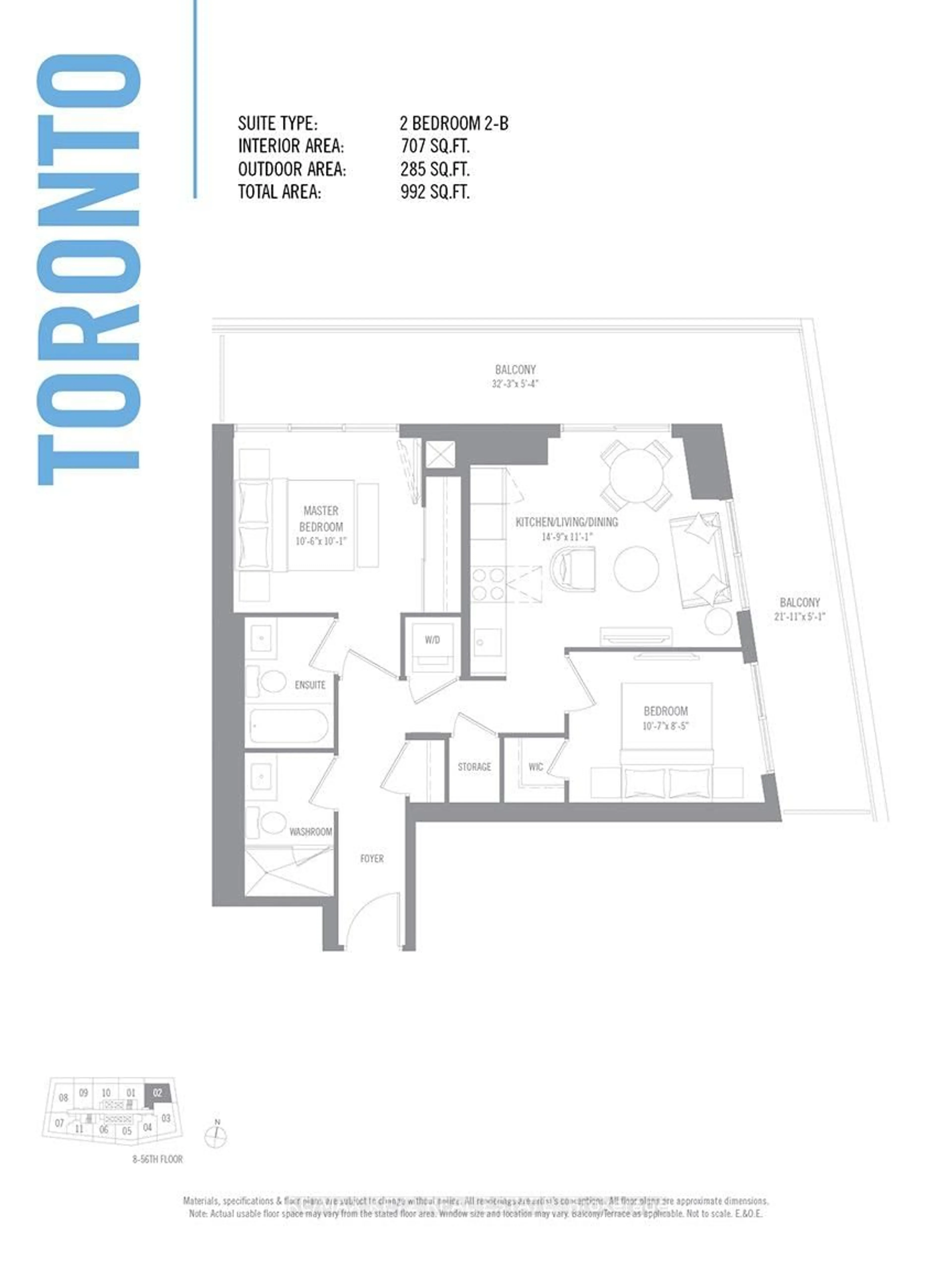 Floor plan for 2221 Yonge St #3402, Toronto Ontario M4S 0B8