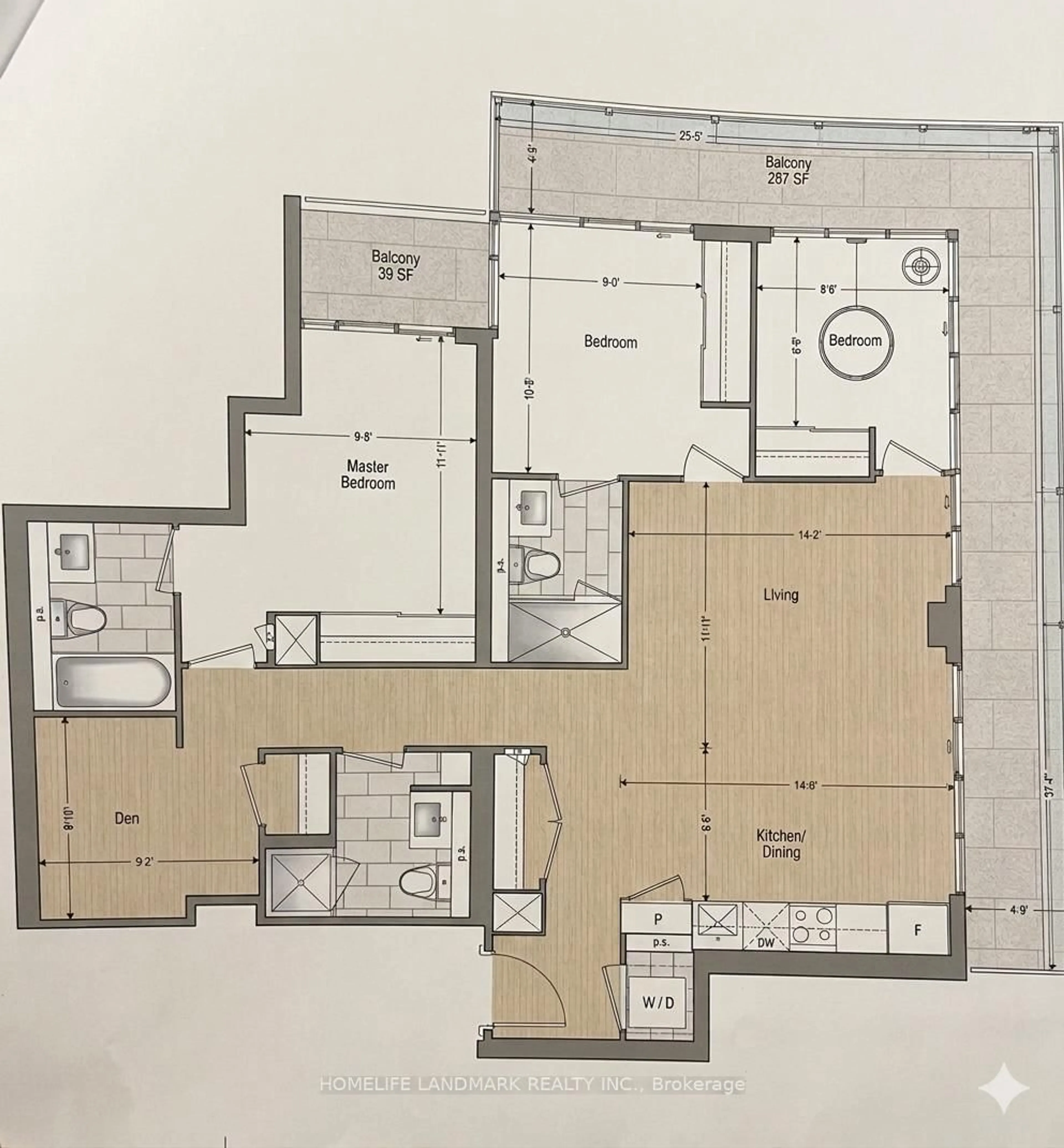 Floor plan for 60 Princess St #1419, Toronto Ontario M5A 2C7