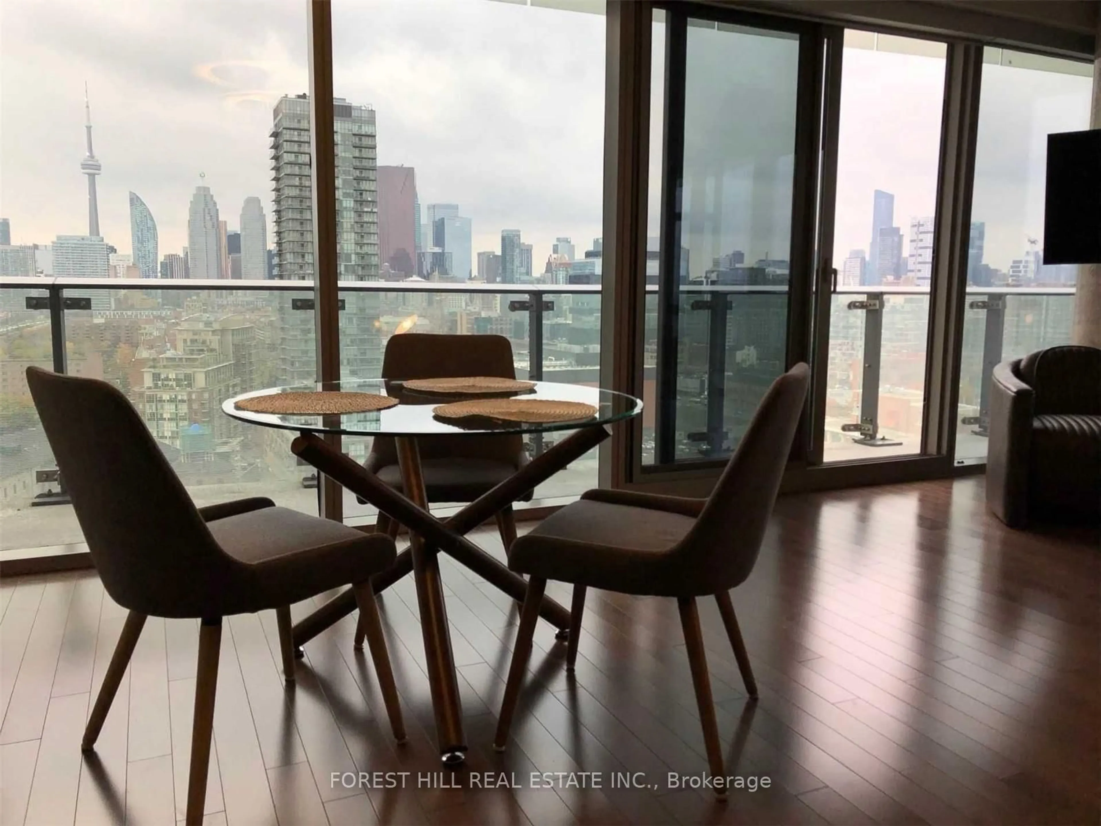 Dining room, wood/laminate floor for 390 Cherry St #1702, Toronto Ontario M5A 3L1