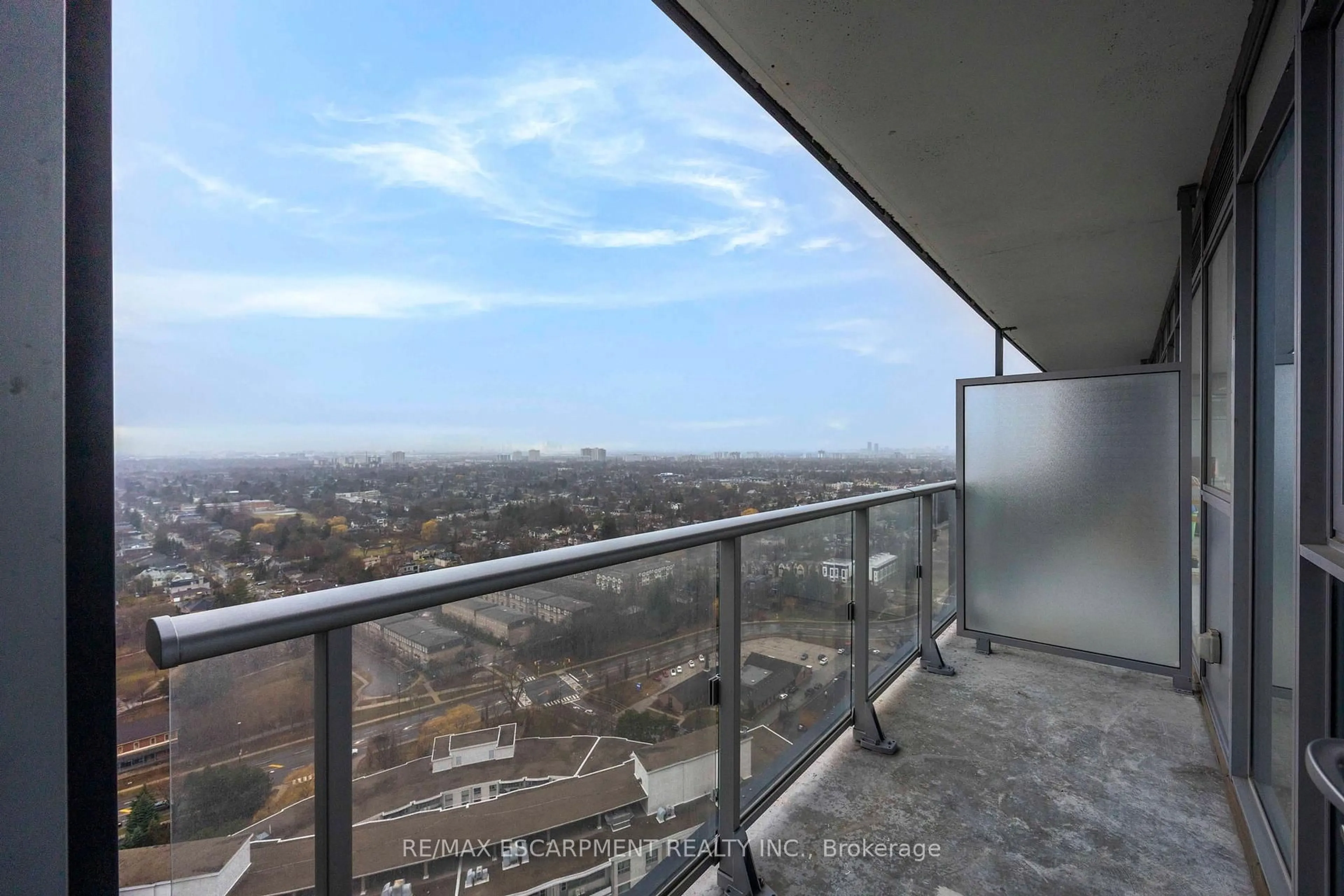 Balcony in the apartment, city buildings view from balcony for 5180 Yonge St #2909, Toronto Ontario M2N 0K5