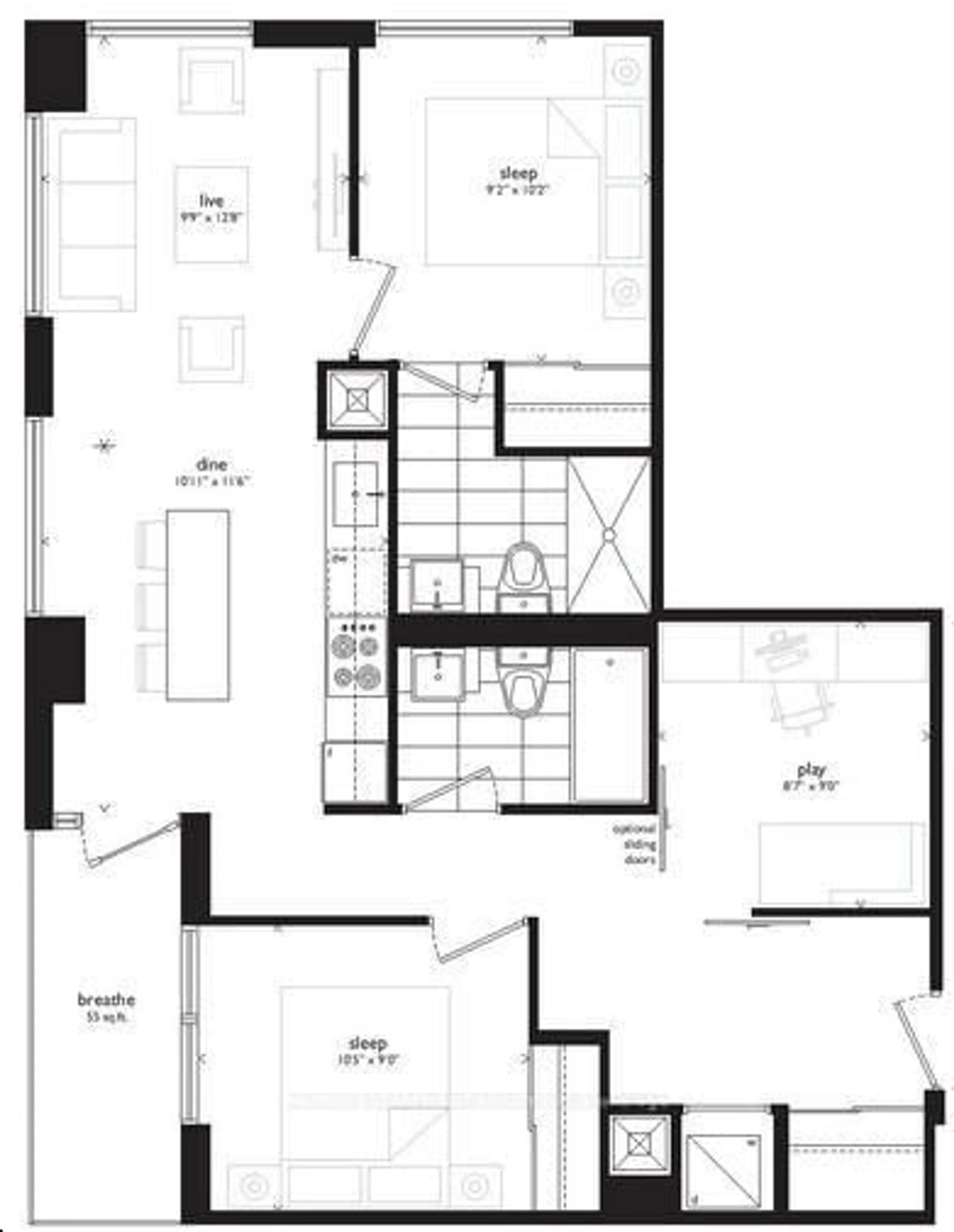 Floor plan for 5180 Yonge St #2909, Toronto Ontario M2N 0K5