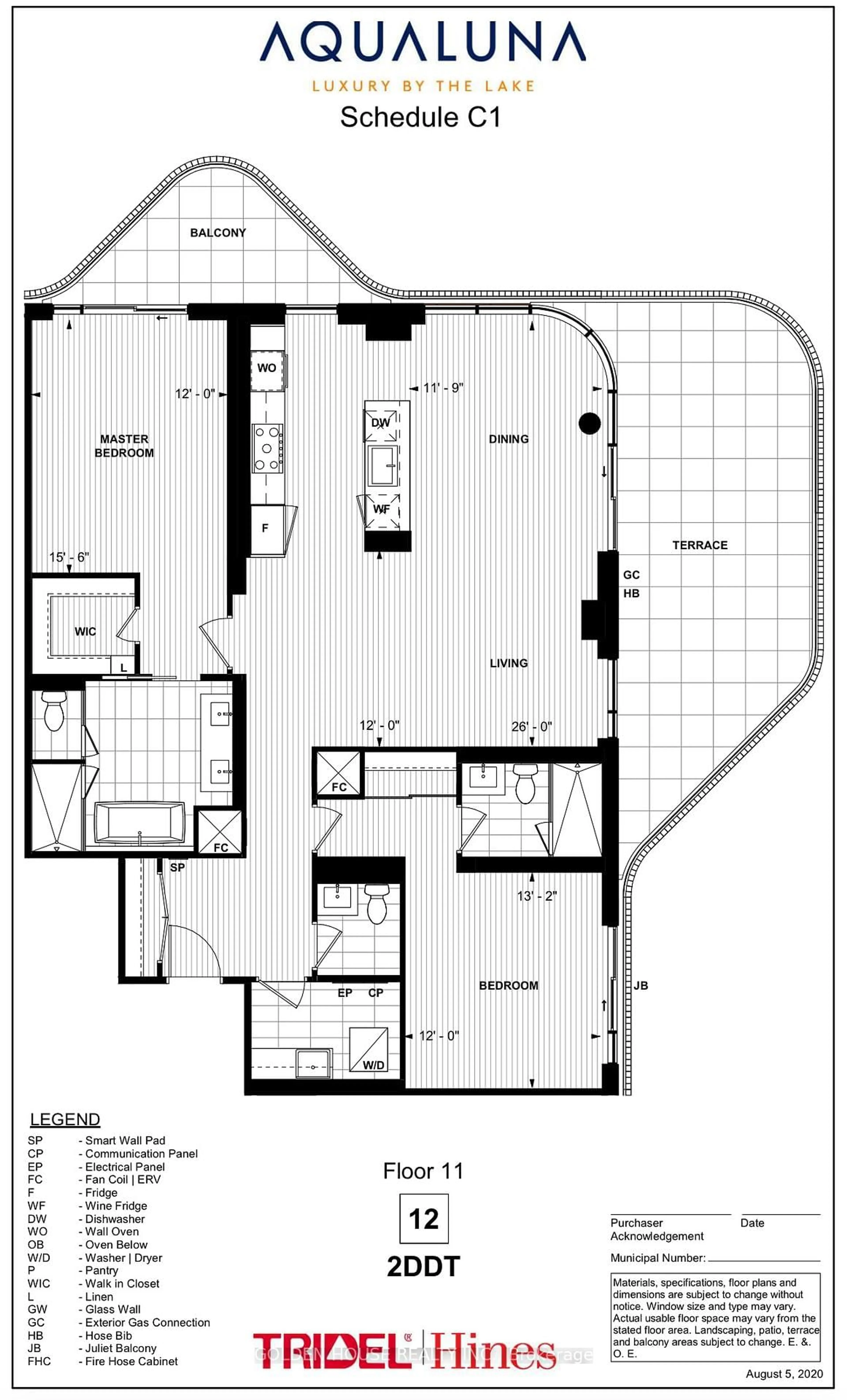 Floor plan for 155 Merchants' Wharf #1112, Toronto Ontario M5A 0Y4