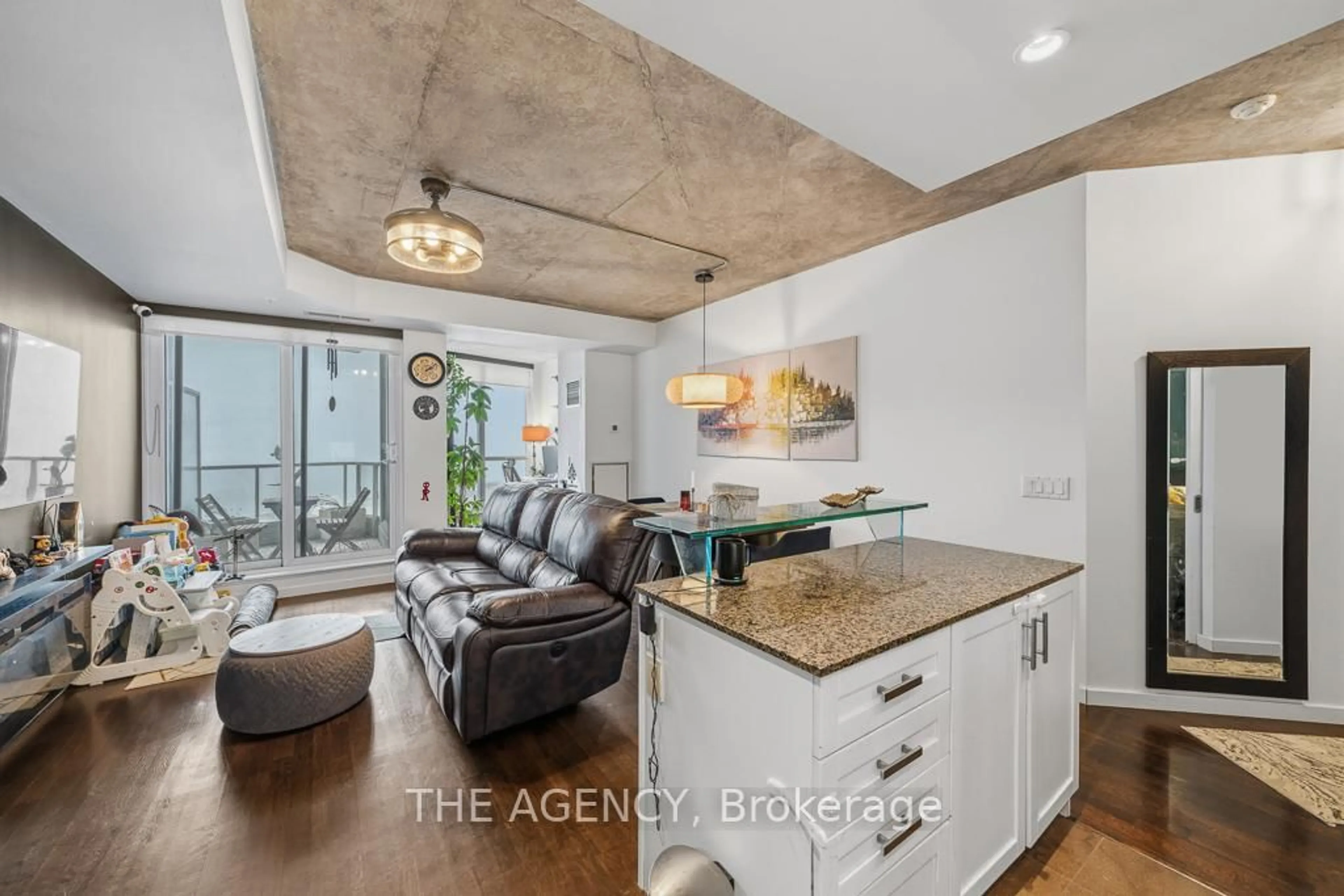 Open concept kitchen, cement floor for 218 Queens Quay Blvd #2103, Toronto Ontario M5J 2Y6