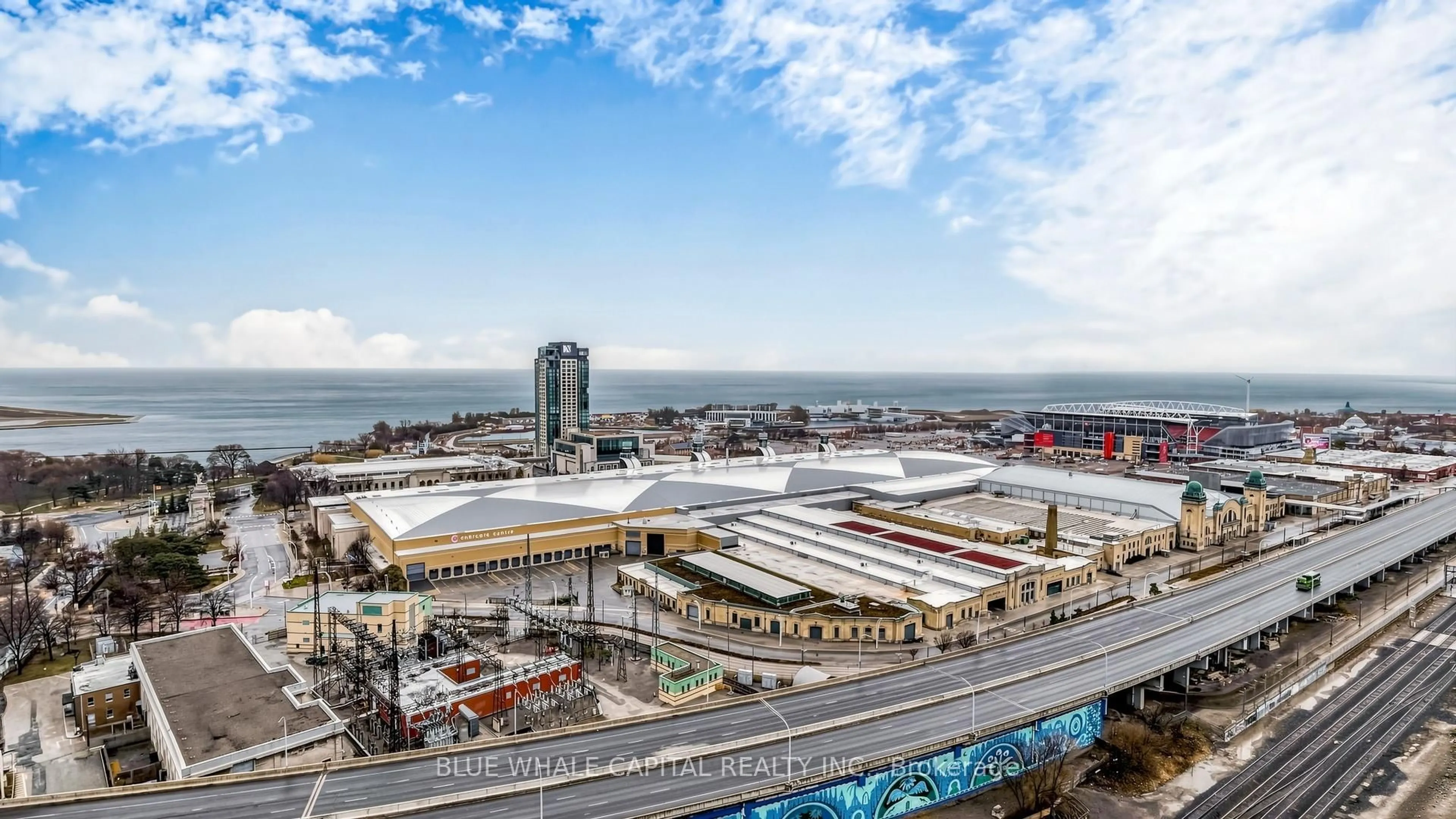 A pic from outside/outdoor area/front of a property/back of a property/a pic from drone, city buildings view from balcony for 49 East Liberty St #2503, Toronto Ontario M6K 0B2